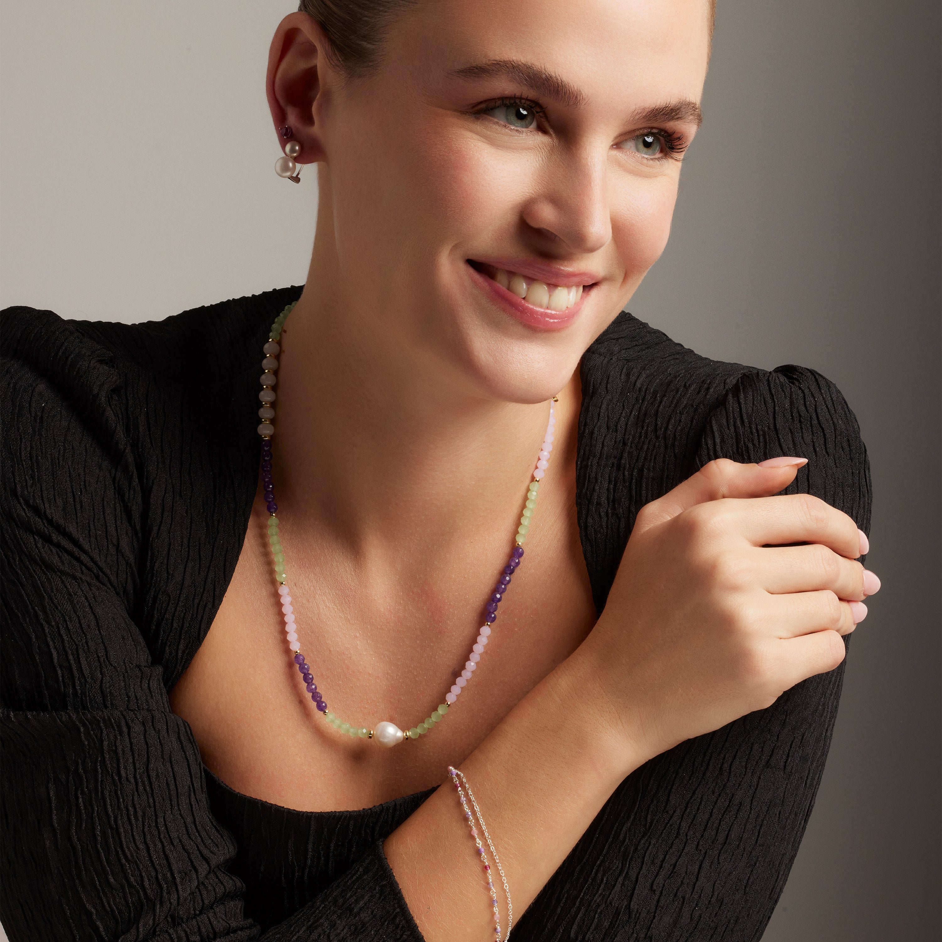 Pulsera con Cristal Morado acabado plata - Ulah