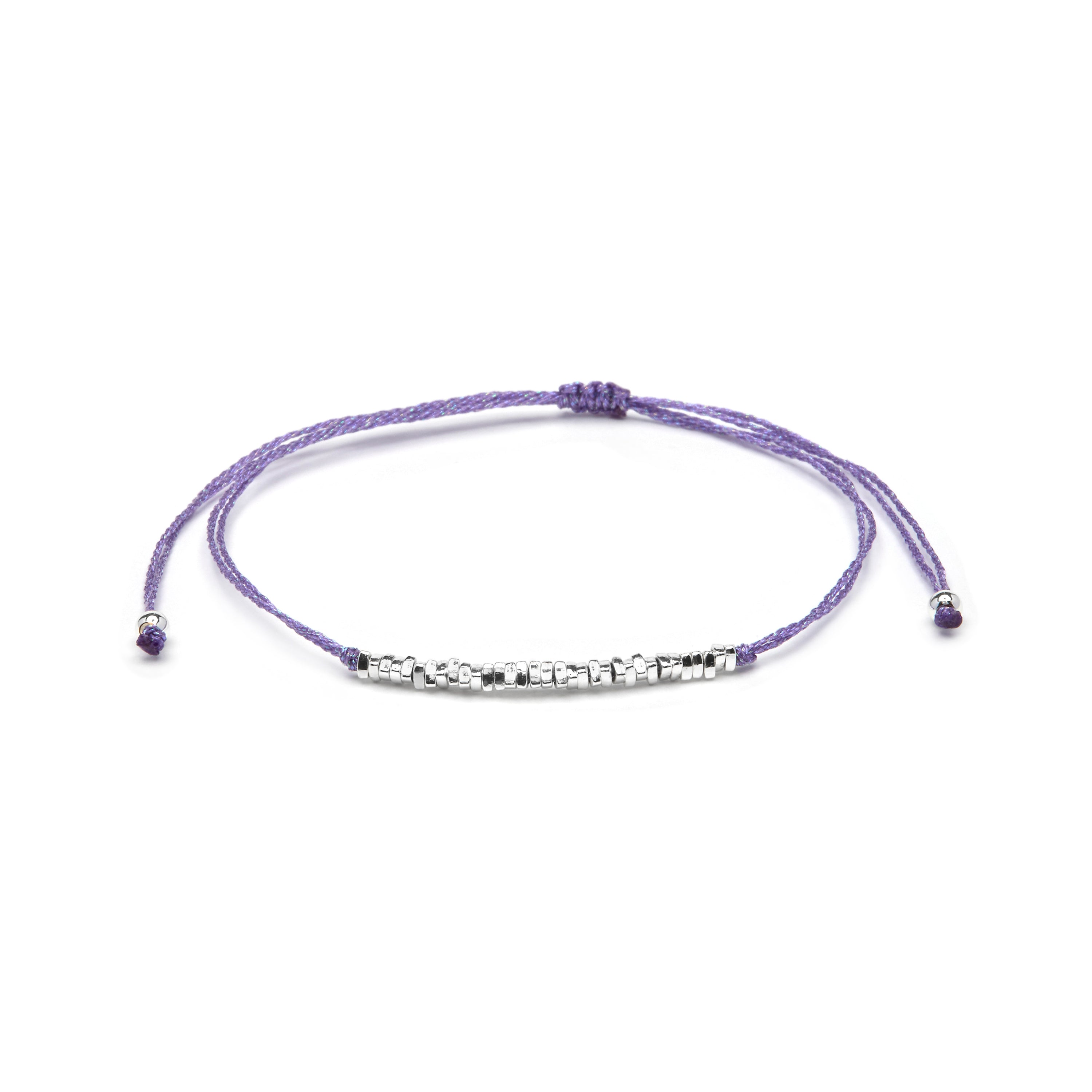 Pulsera de Algodon Morado acabado en Plata de Ley 925 - Limley