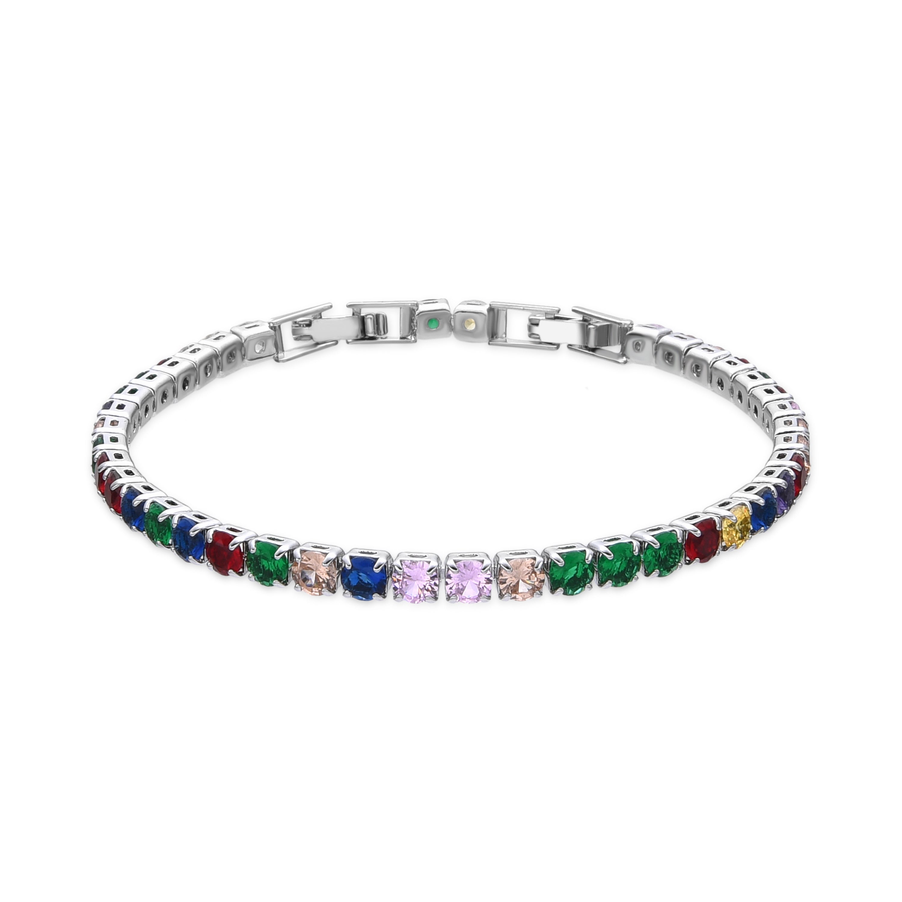 Pulsera acabado plata y Circonita Multicolor - Hamko