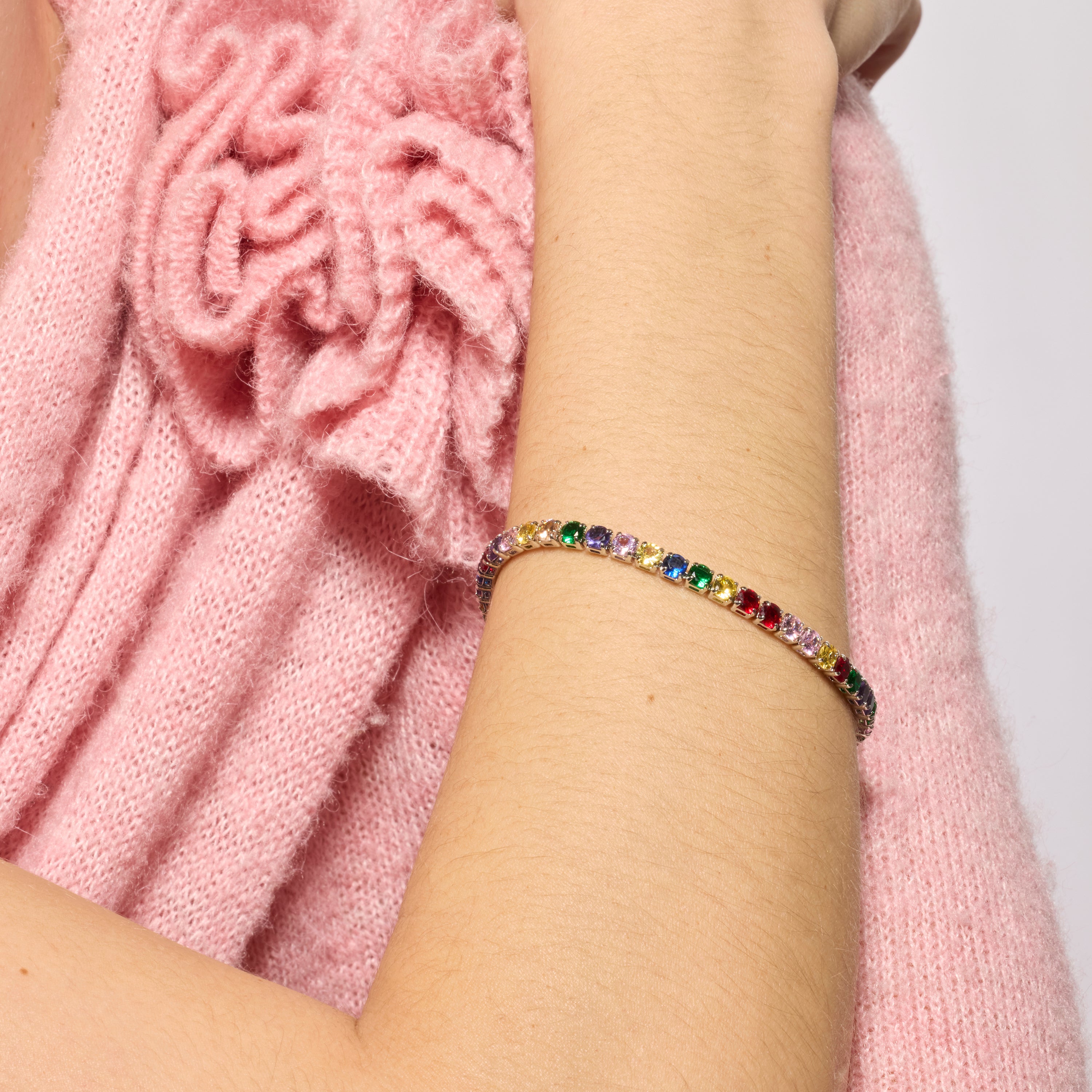 Pulsera acabado plata y Circonita Multicolor - Hamko