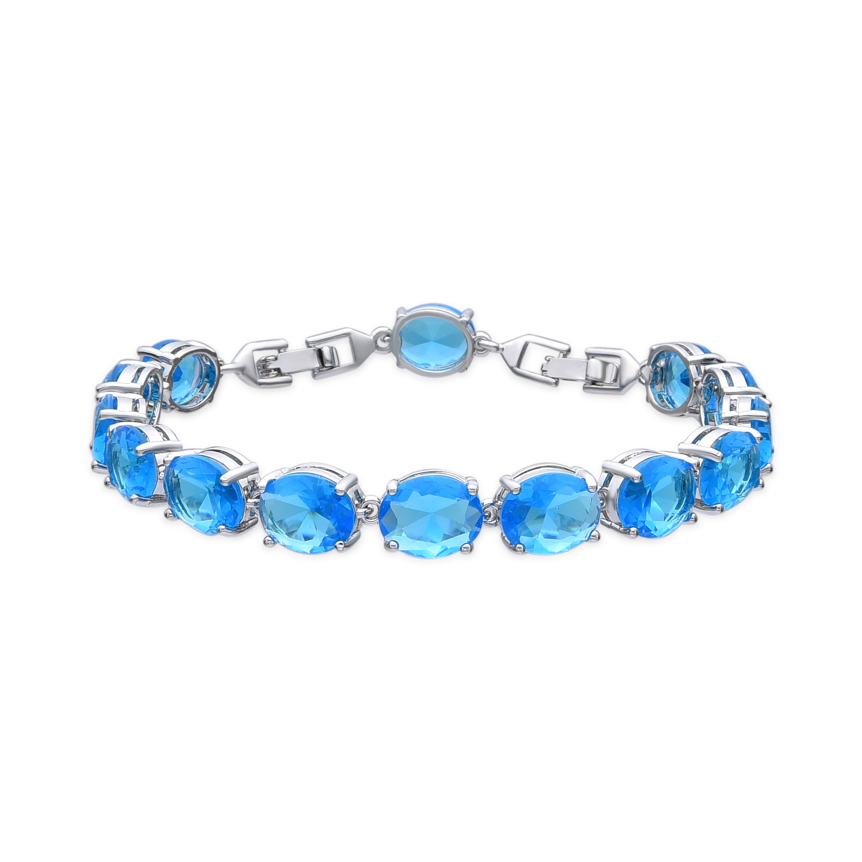 Pulsera acabado plata y Circonita Aguamarina - Nou