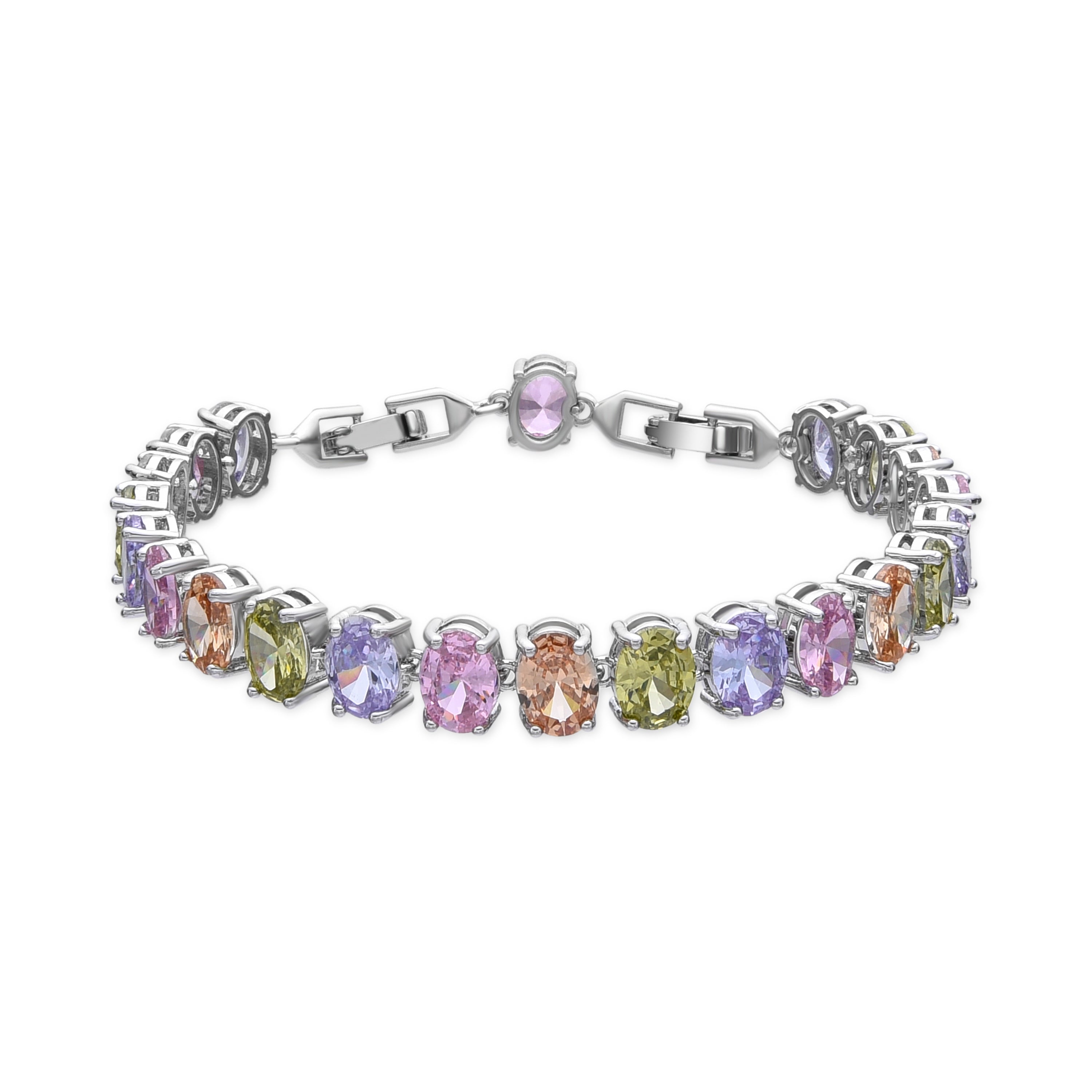 Pulsera acabado plata y Circonita Multicolor - Raiqe