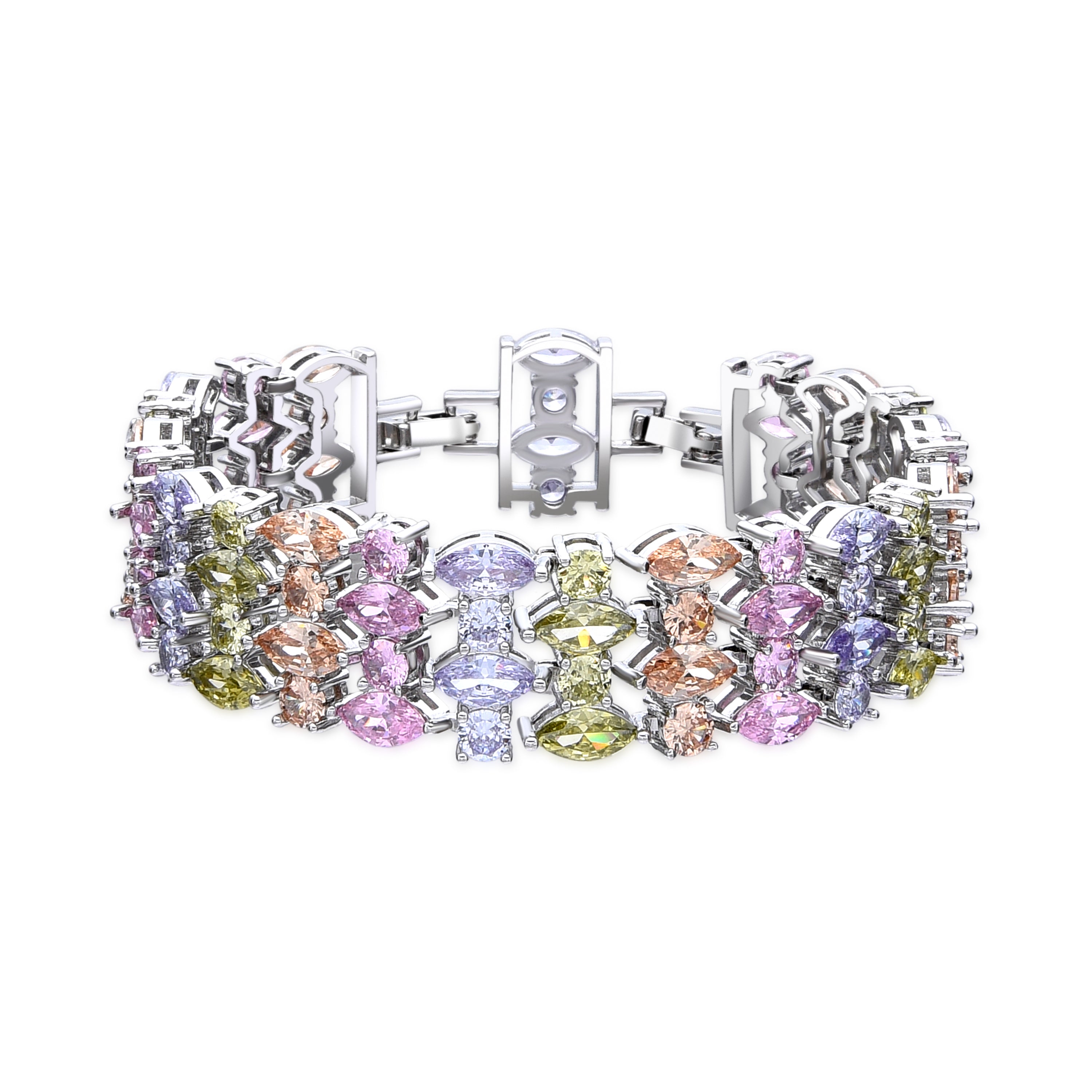 Pulsera acabado plata y Circonita Multicolor - Hizuli