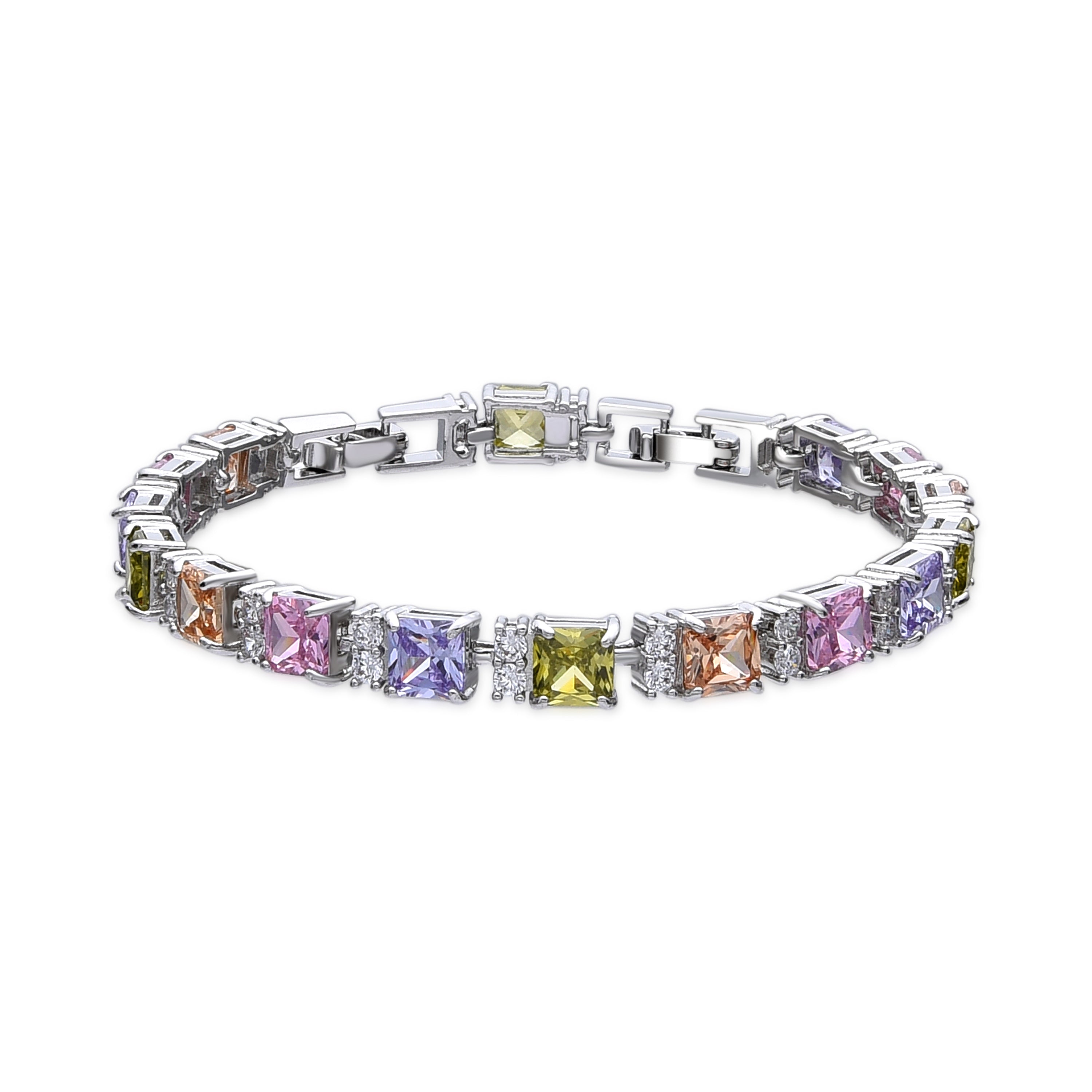 Pulsera acabado plata y Circonita Multicolor - Lita