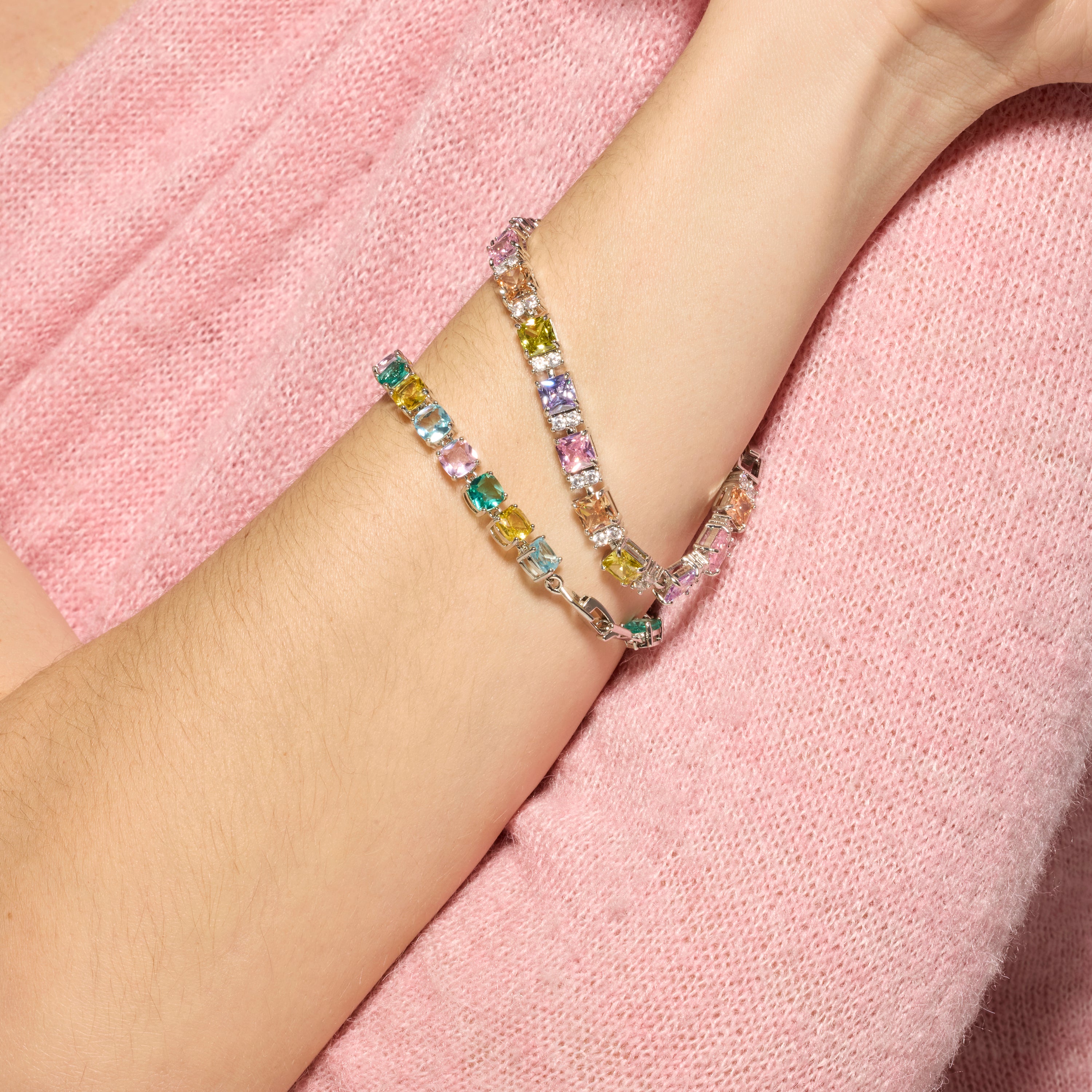 Pulsera acabado plata y Circonita Multicolor - Lita