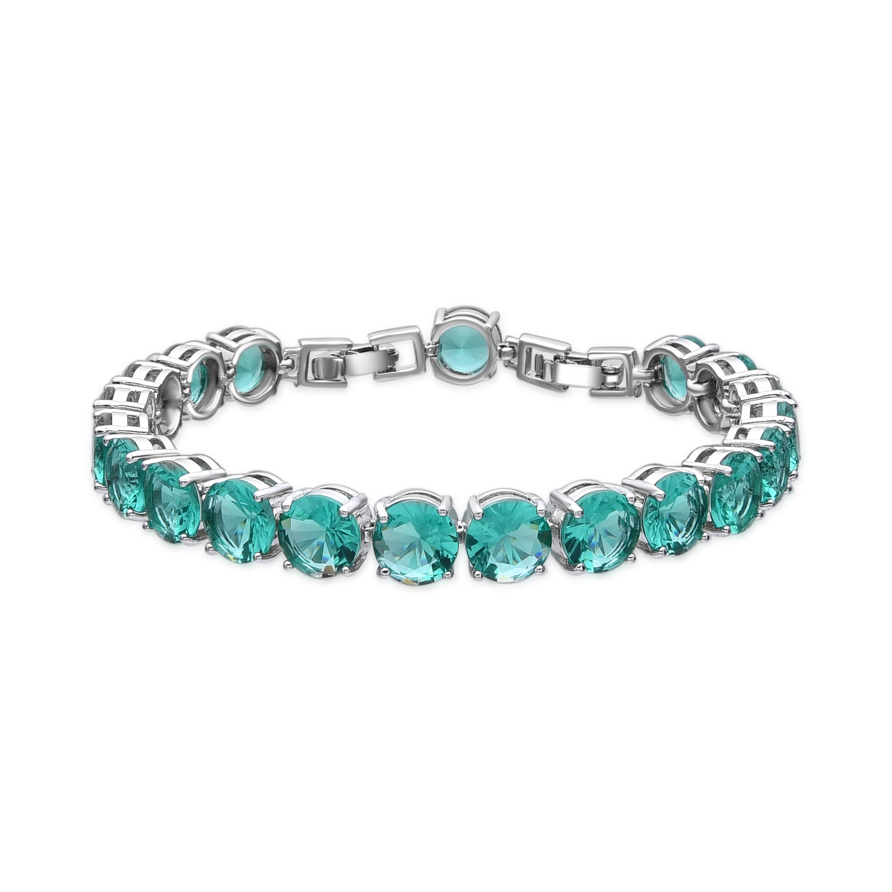 Pulsera acabado plata y Cuarzo Hidrotermal Verde Paraiba - Thargi
