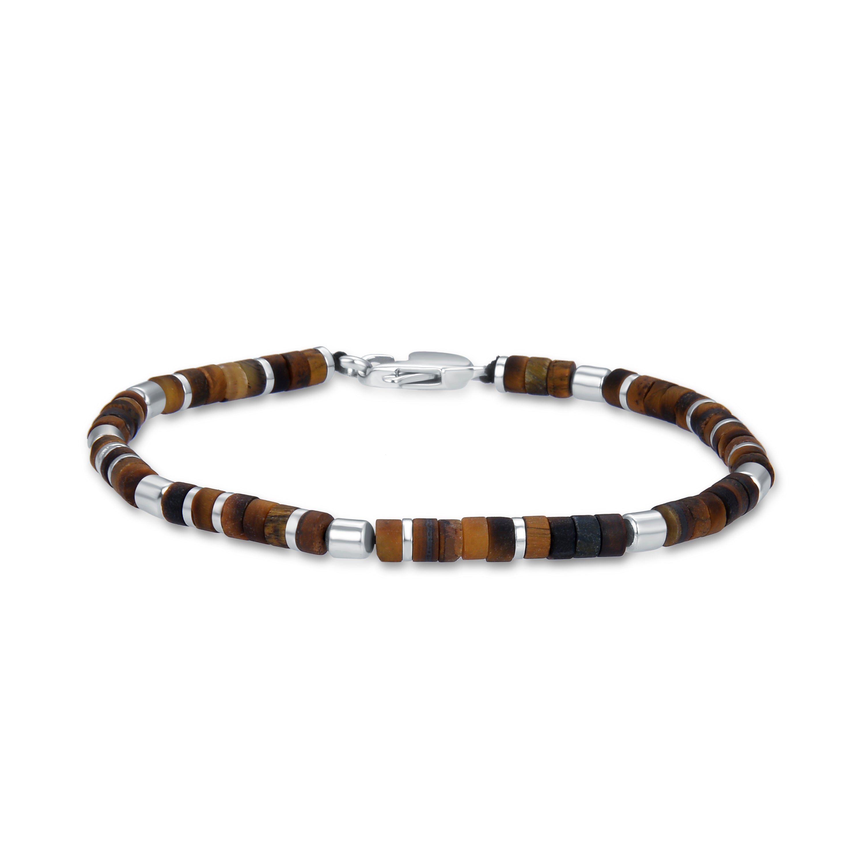 Pulsera de Ojo de Tigre acabada en rodio - Zadir