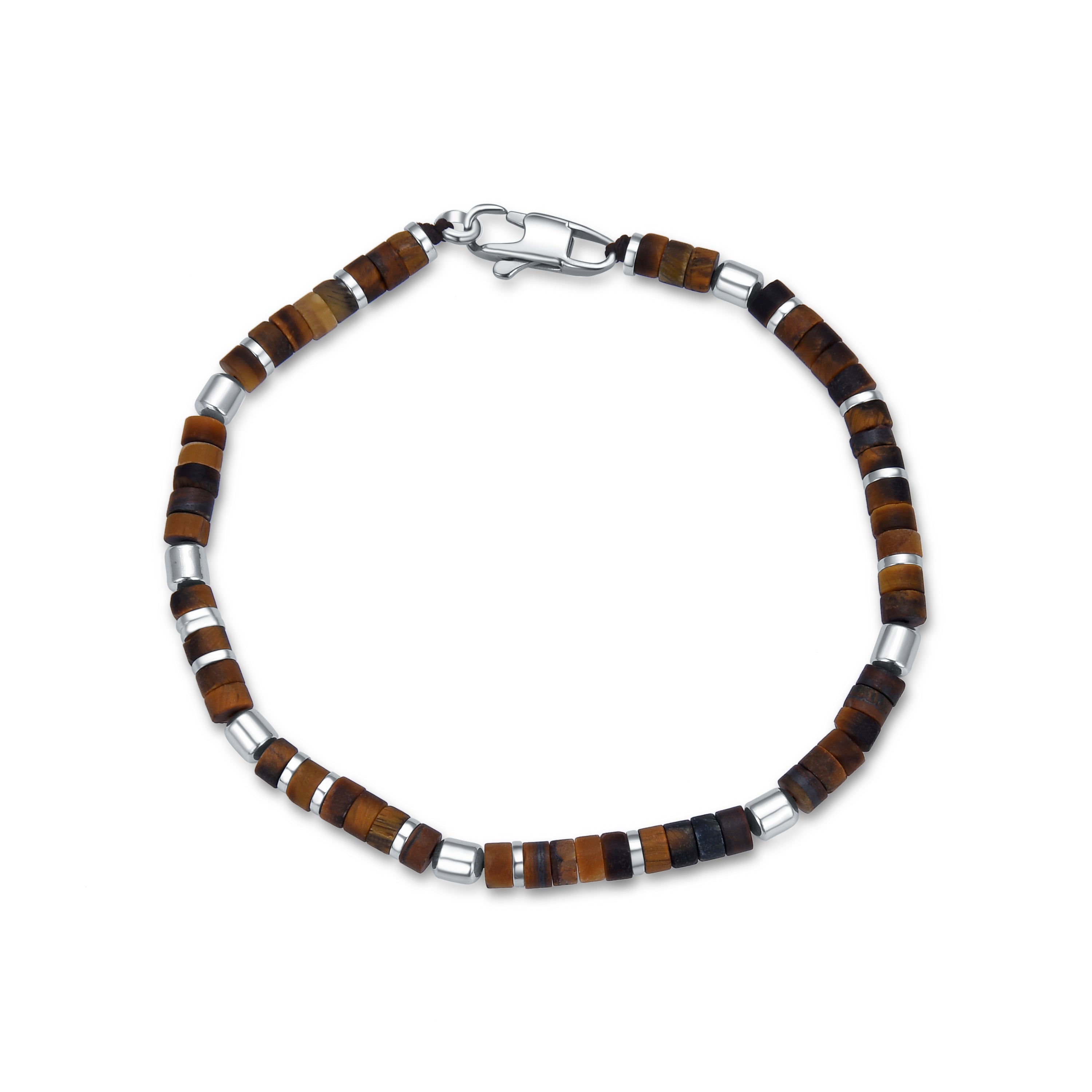 Pulsera de Ojo de Tigre acabada en rodio - Zadir