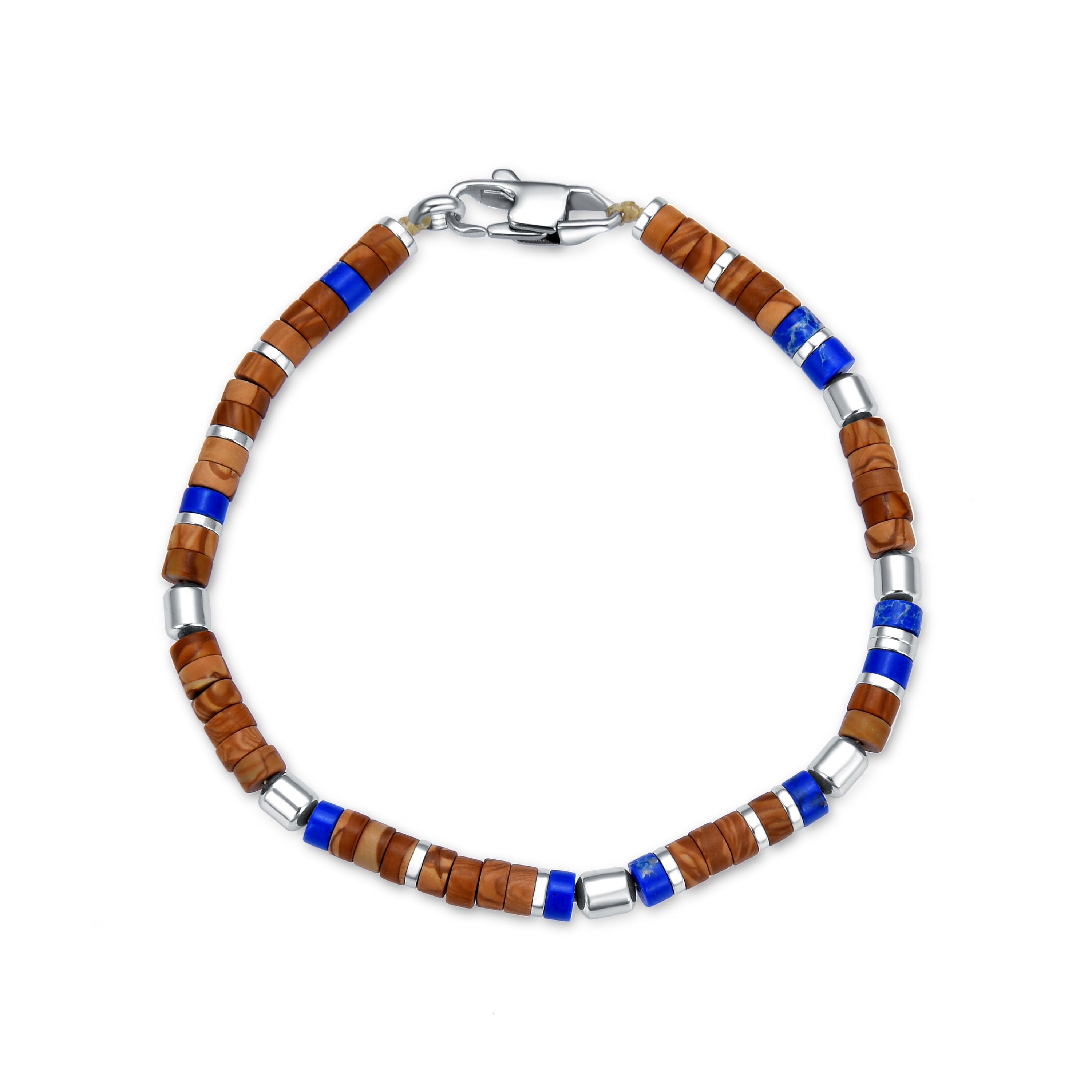 Pulsera de Lapislazuli Natural acabada en rodio - Zadir