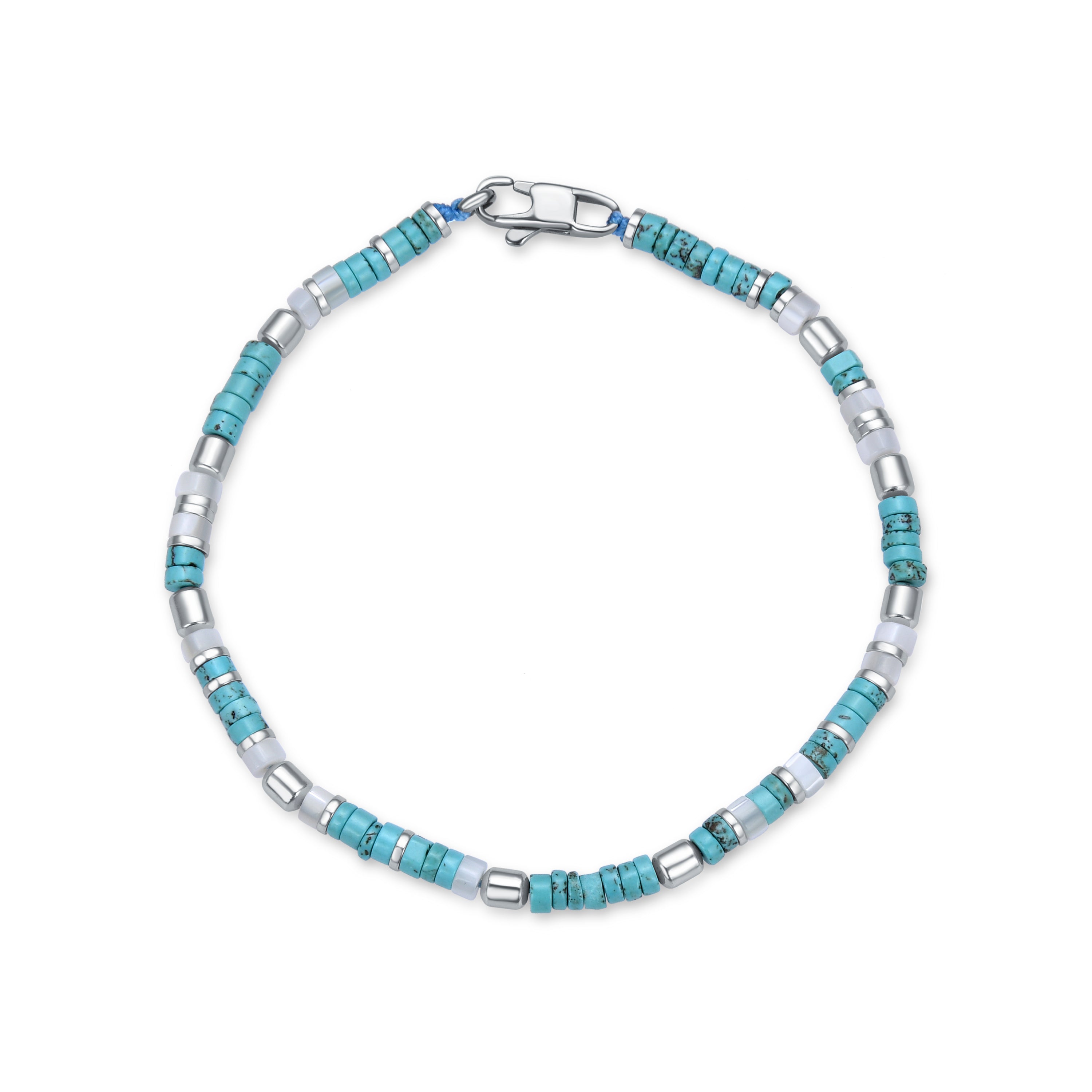 Pulsera de Turquesa acabada en rodio - Zadir