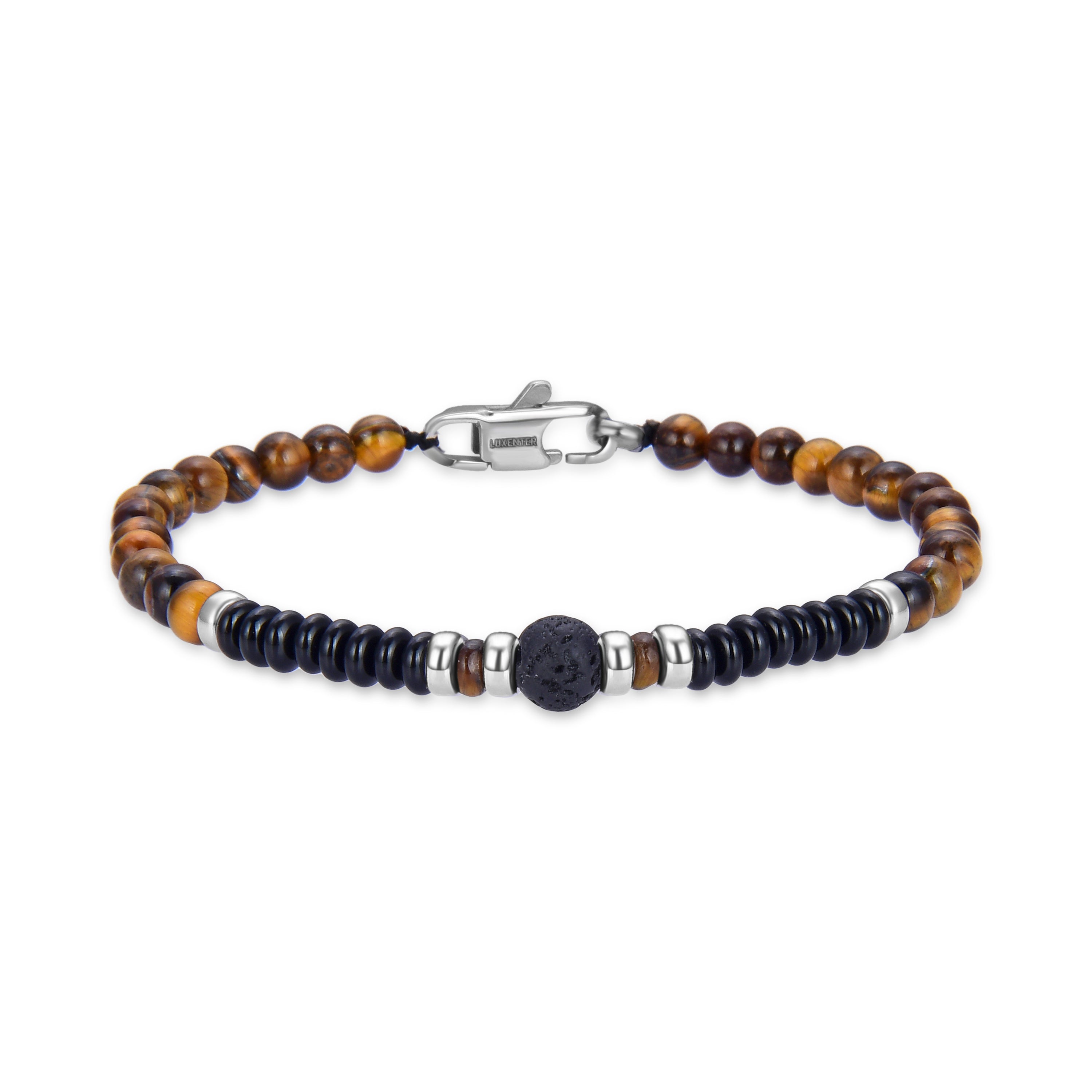 Pulsera de Ojo de Tigre acabada en rodio - Takith