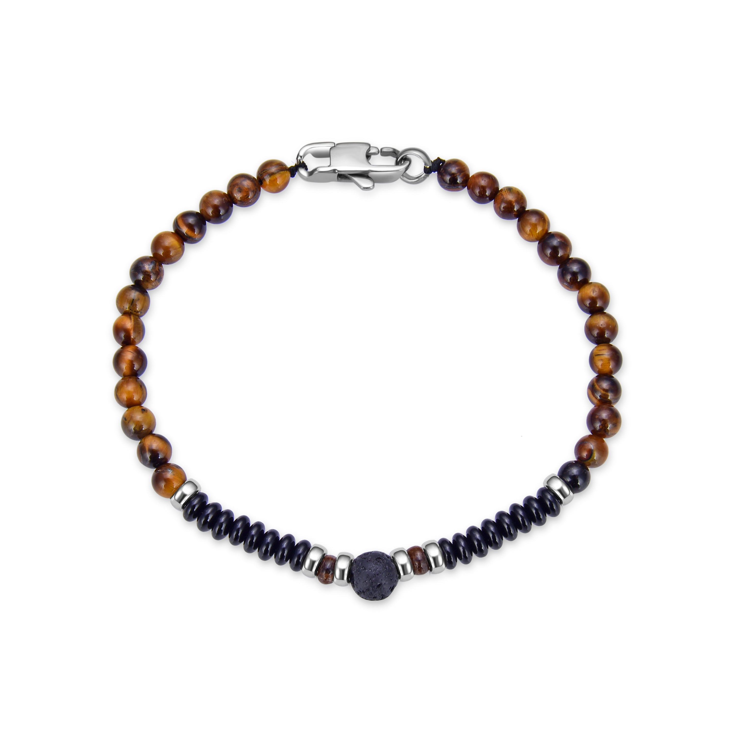 Pulsera de Ojo de Tigre acabada en rodio - Takith