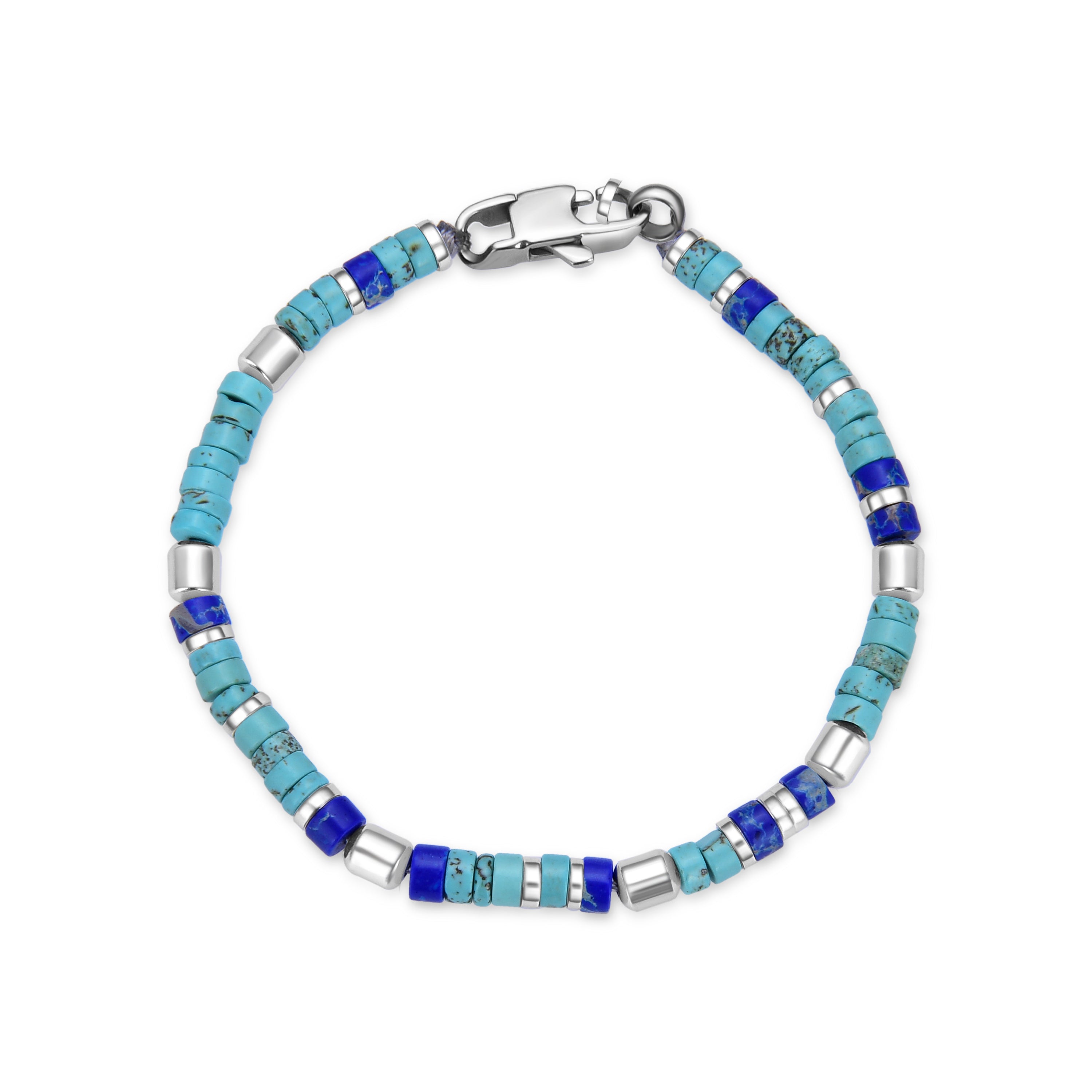Pulsera de Turquesa acabada en rodio - Antian