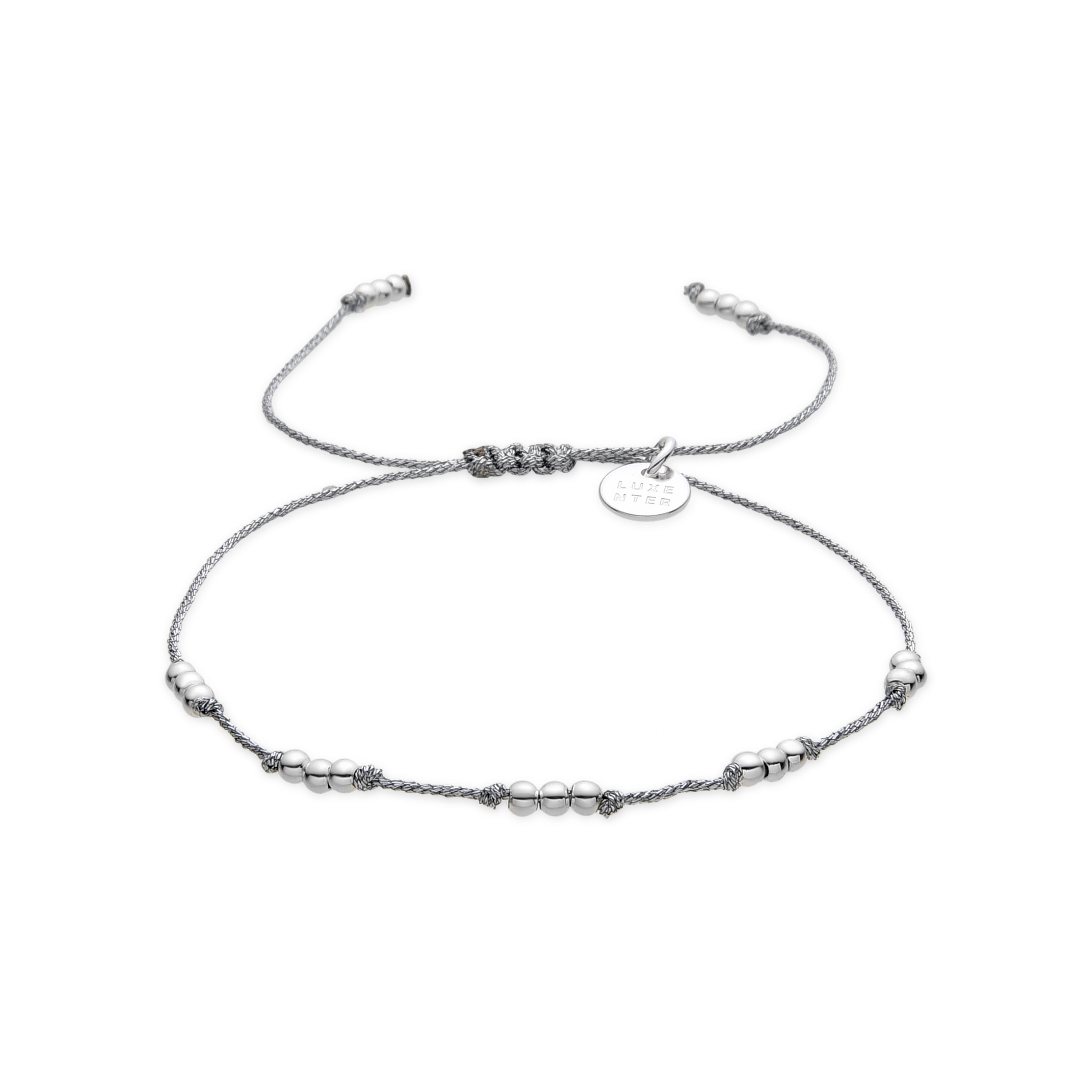 Pulsera acabado plata y Algodon Gris - Ekilo