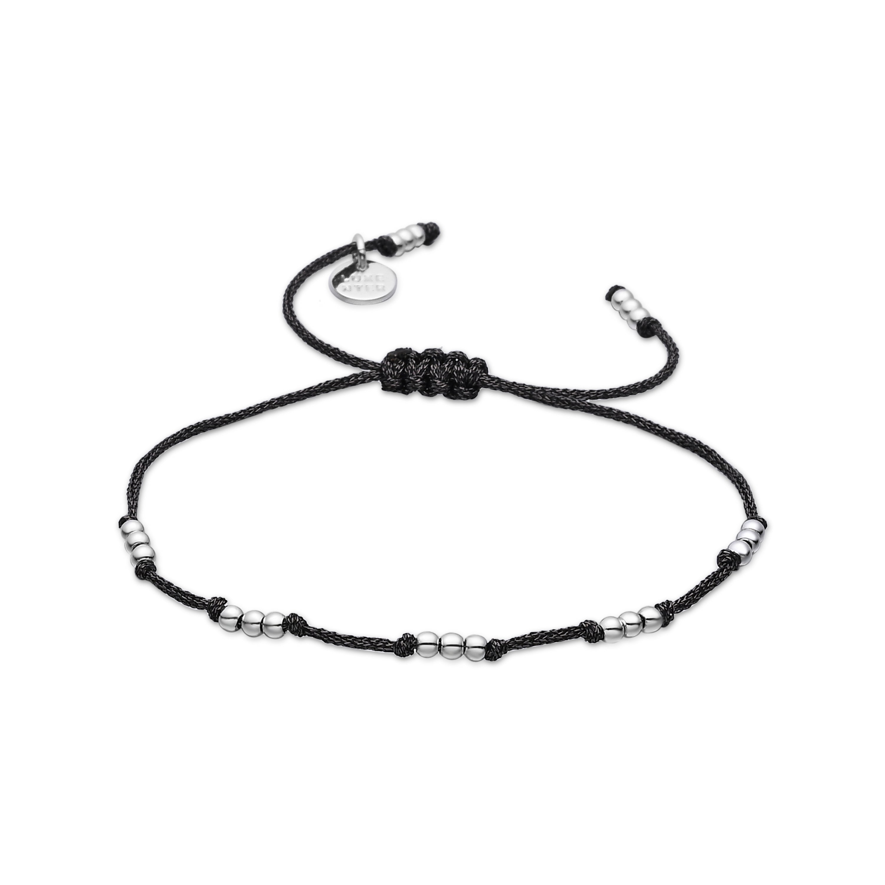 Pulsera de Algodón Gris Oscuro acabado en Rodio - Ekilo