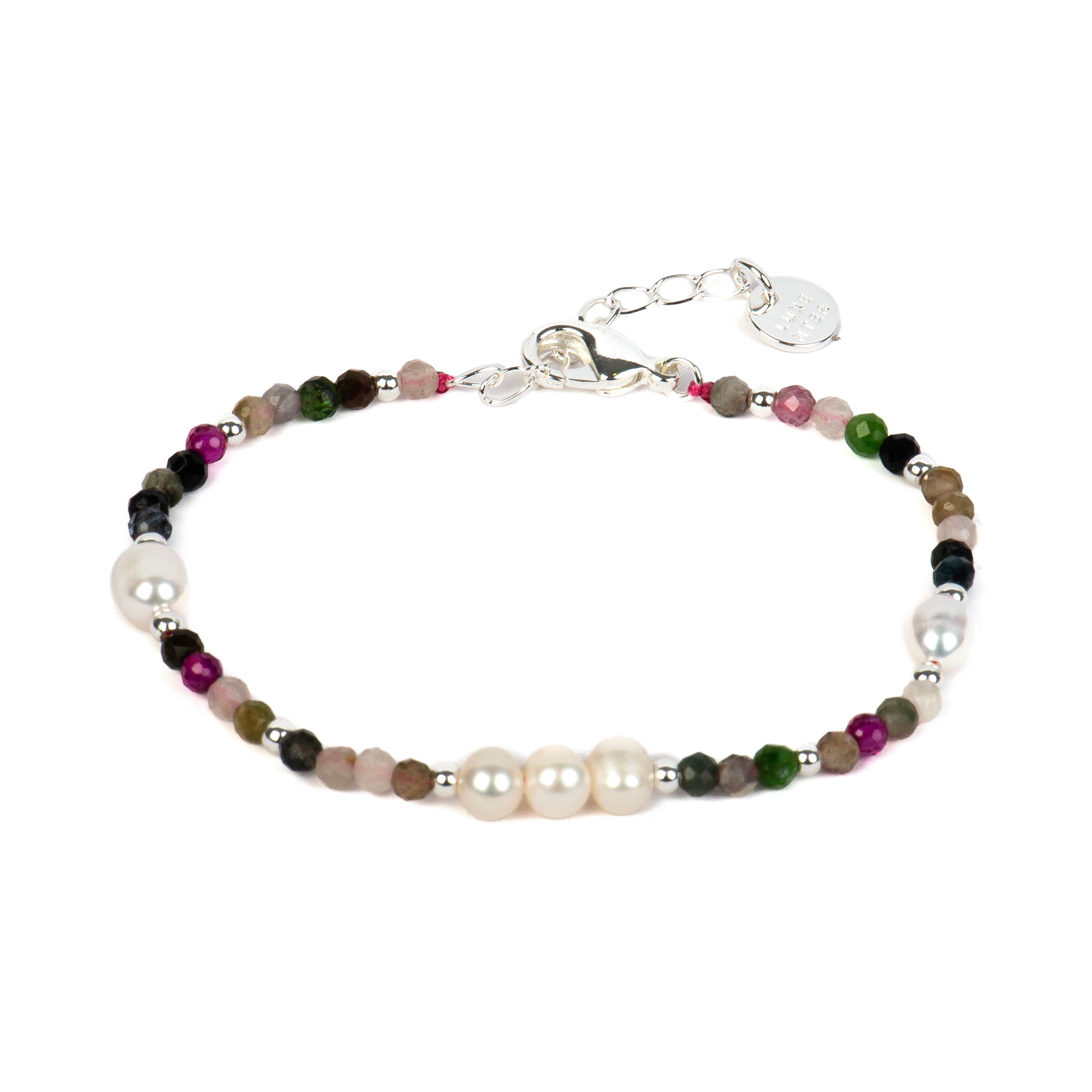 Pulsera acabado plata y Turmalina Multicolor - Cusilk