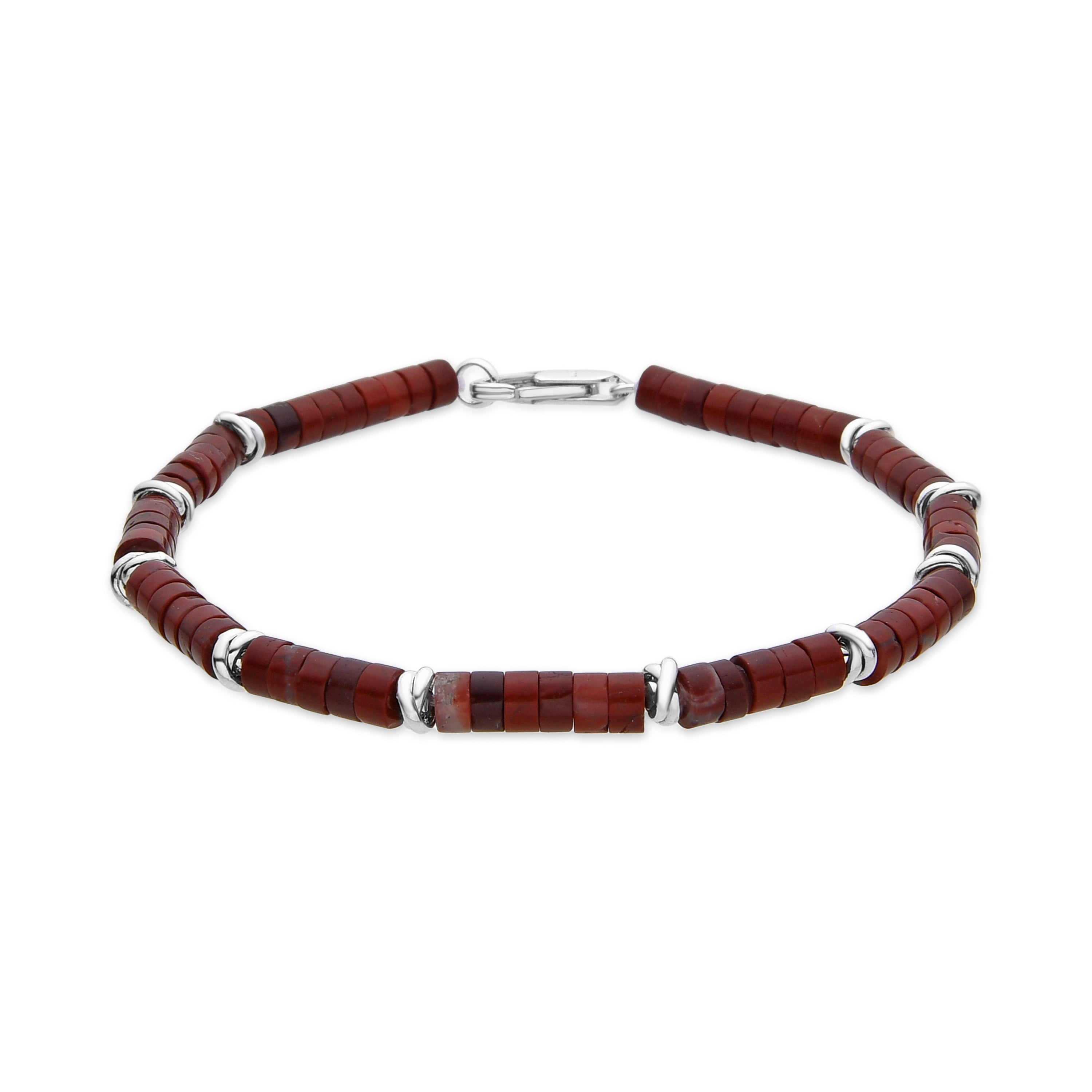 Pulsera acabado plata y Jaspe Rojo - Silbi