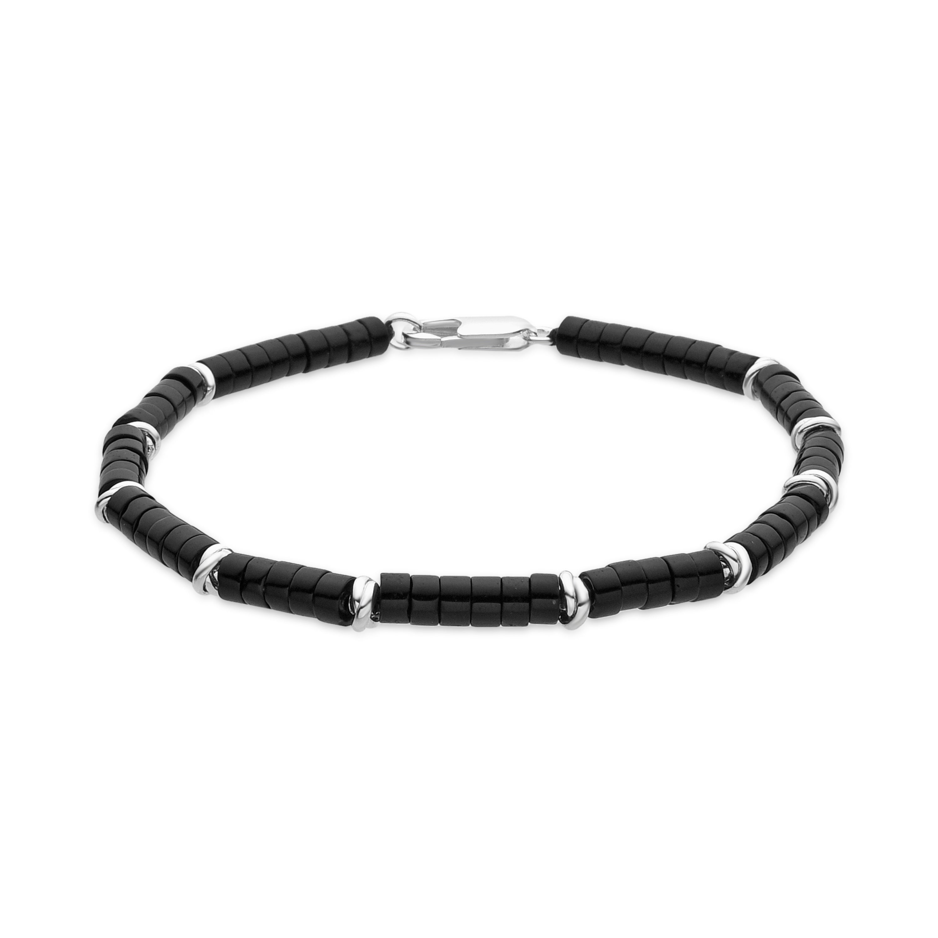Pulsera acabado plata y Onix - Silbi