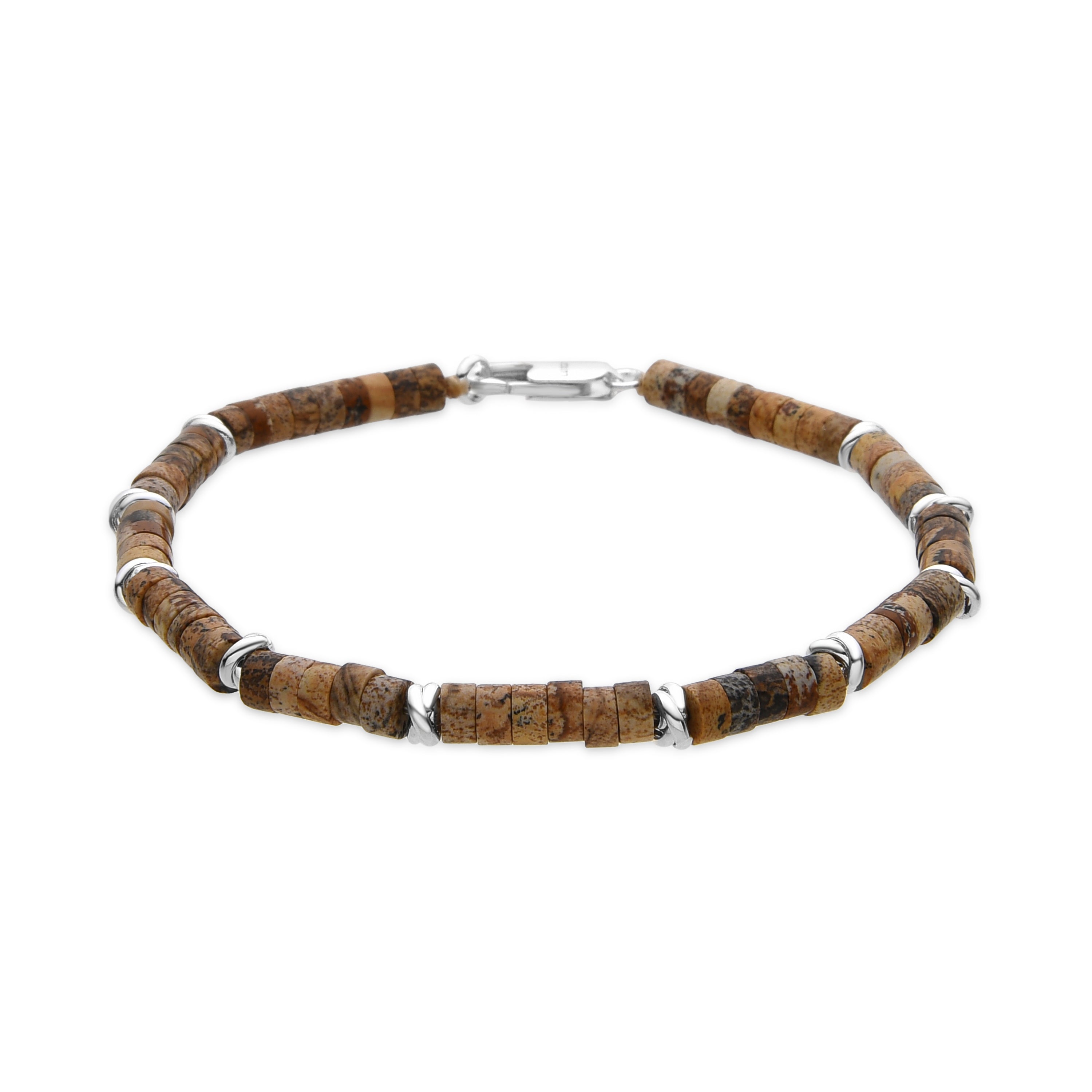 Pulsera acabado plata y Jaspe Paisaje - Silbi