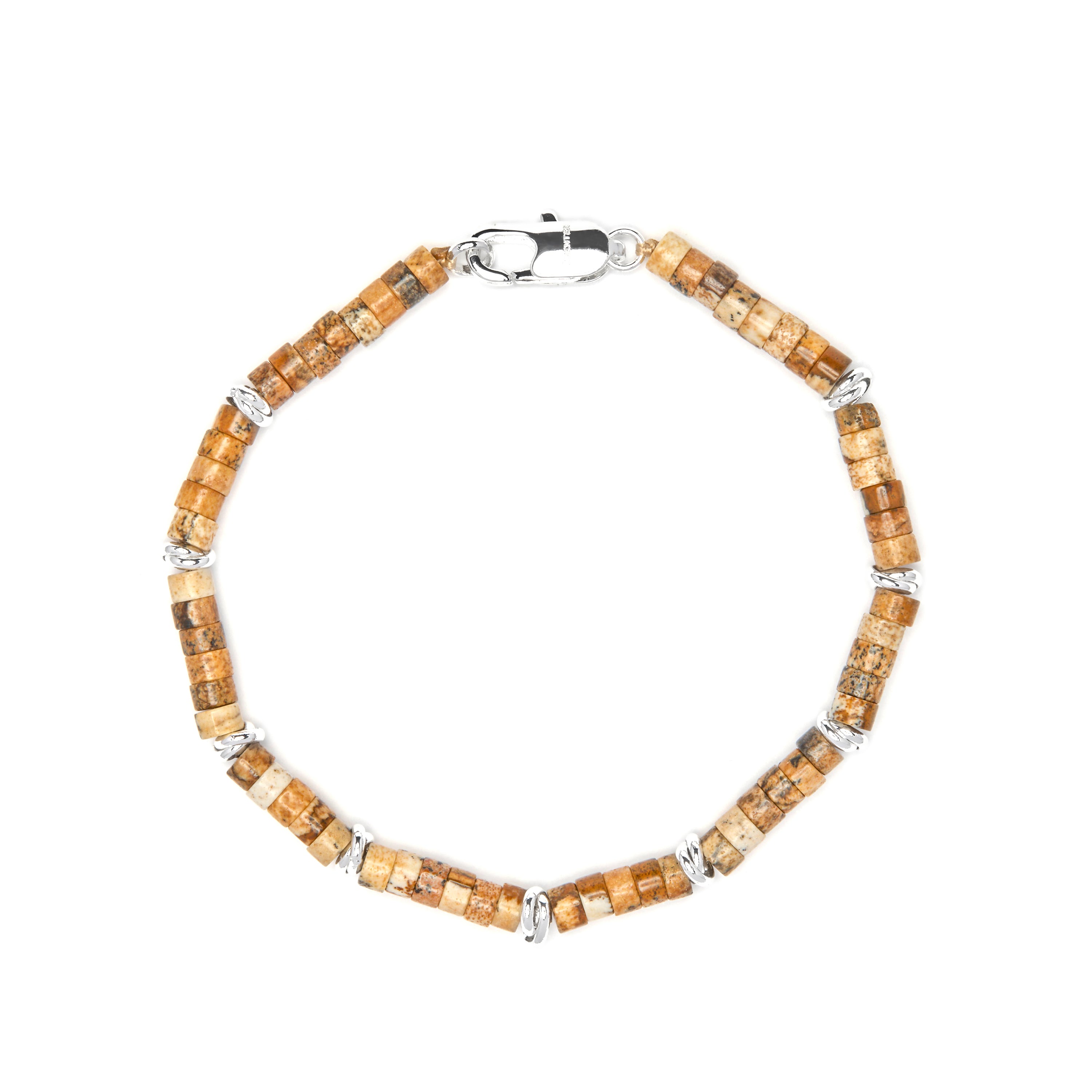 Pulsera acabado plata y Jaspe Paisaje - Silbi