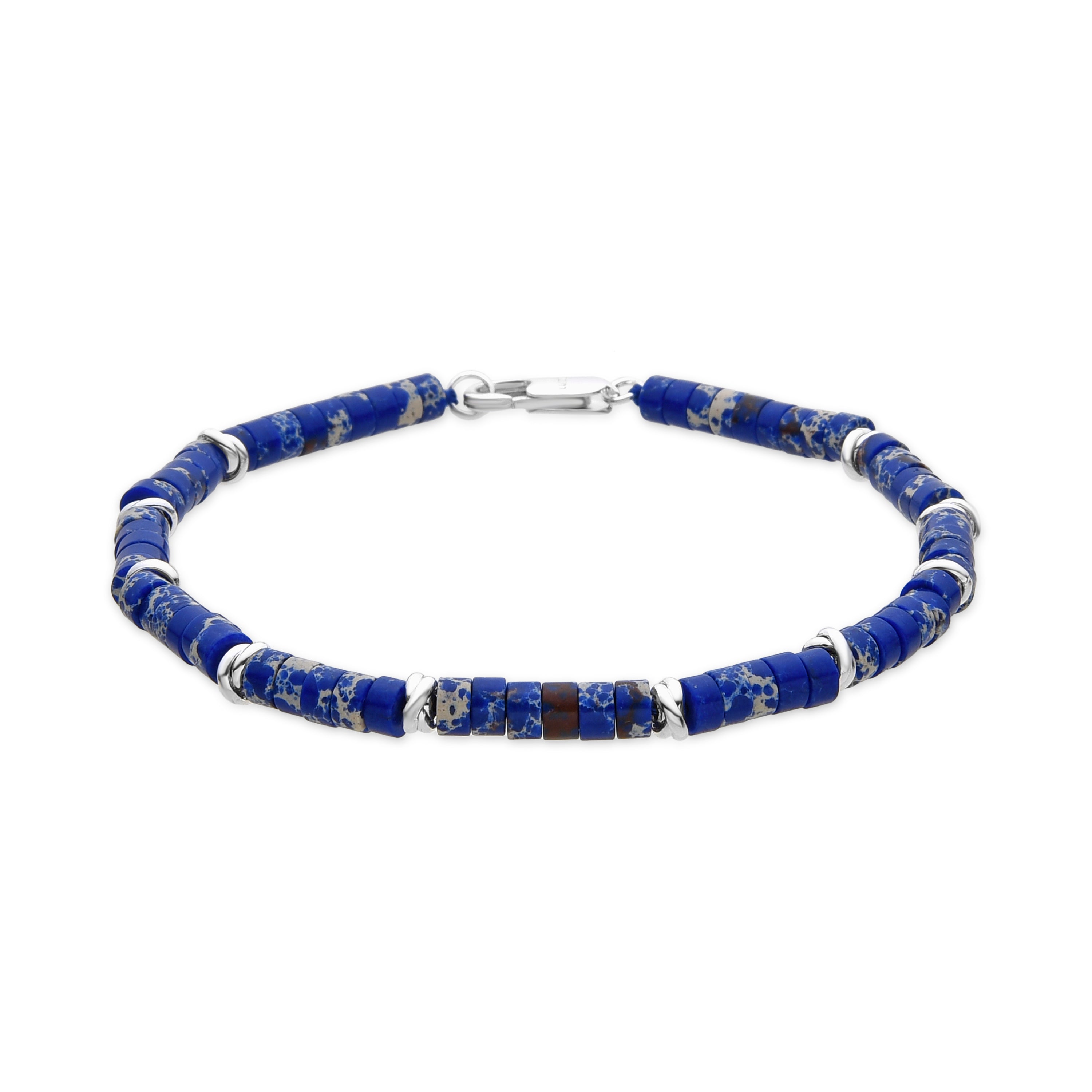 Pulsera acabado plata y Lapislazuli Natural - Silbi