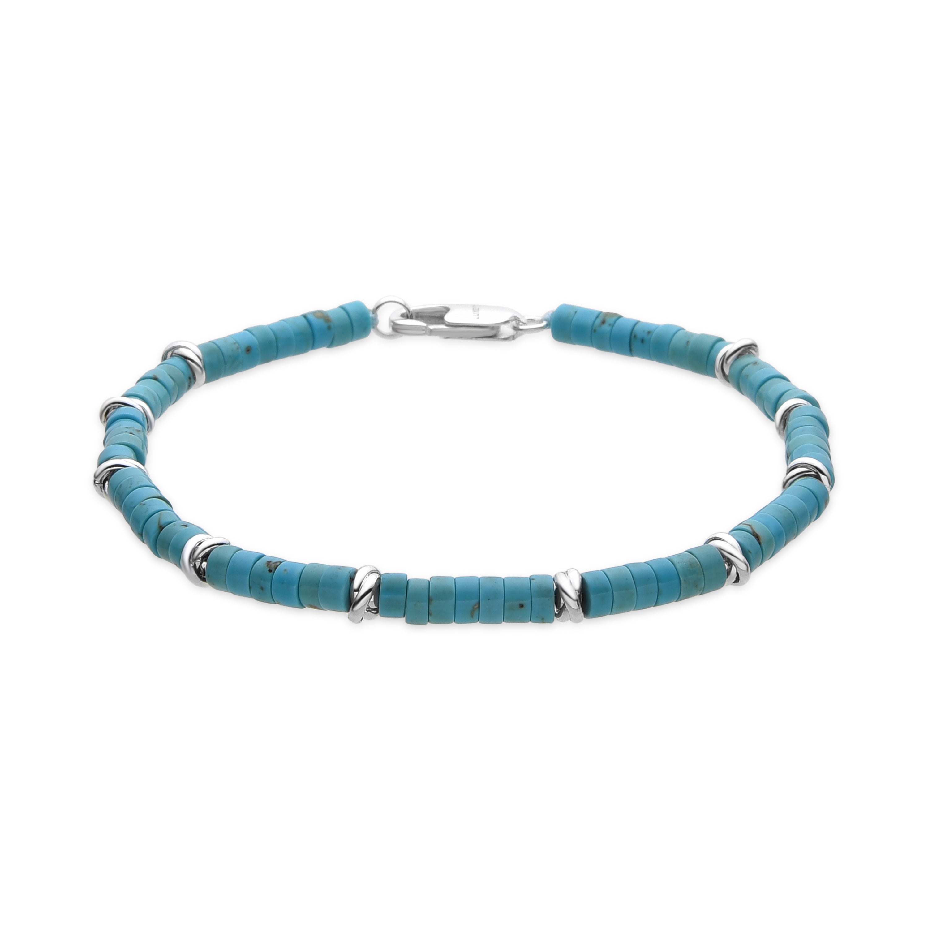 Pulsera acabado plata y Turquesa - Silbi