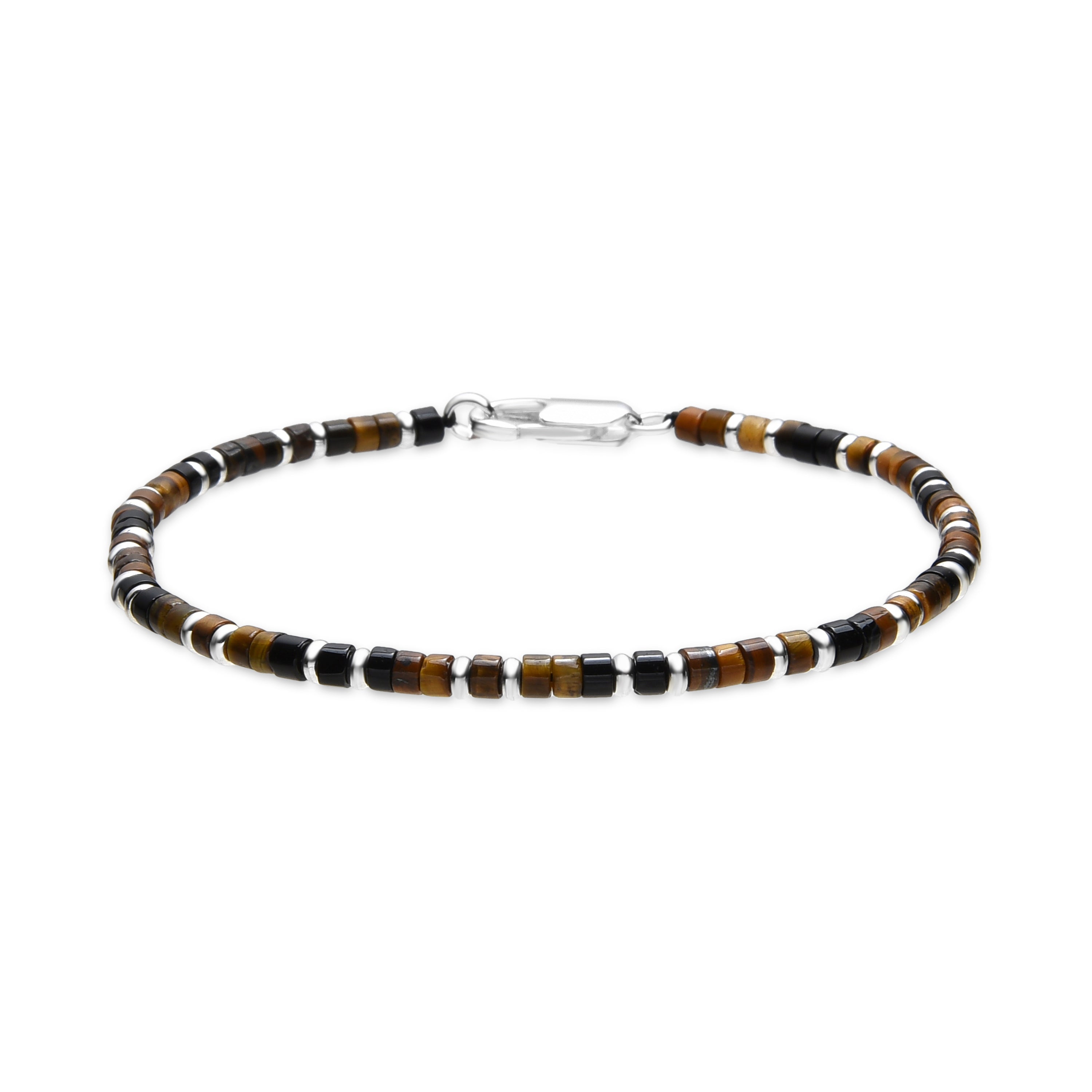 Pulsera acabado plata y Ojo de Tigre - Hayo