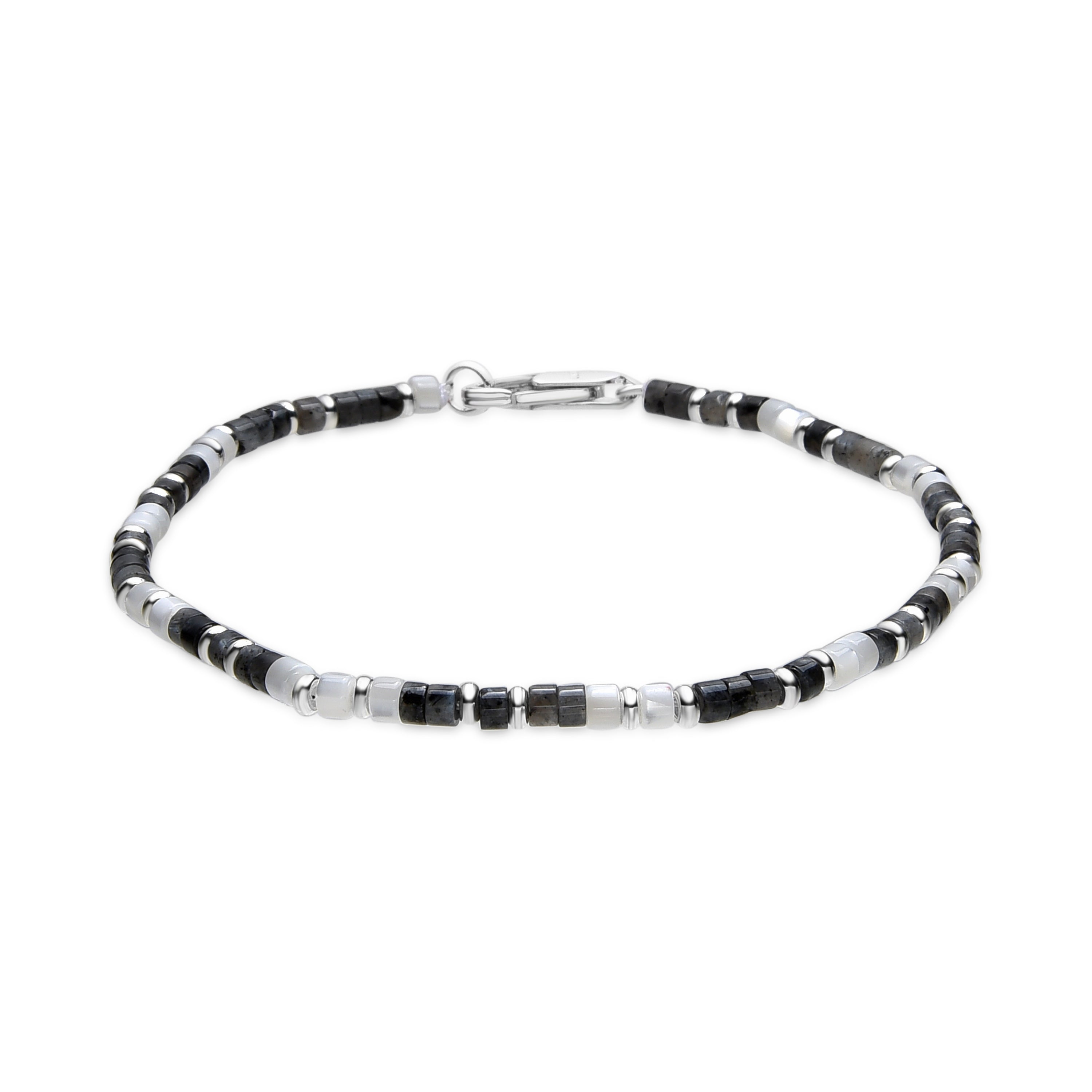 Pulsera acabado plata y Cuarzo Gris Nublado - Hayo