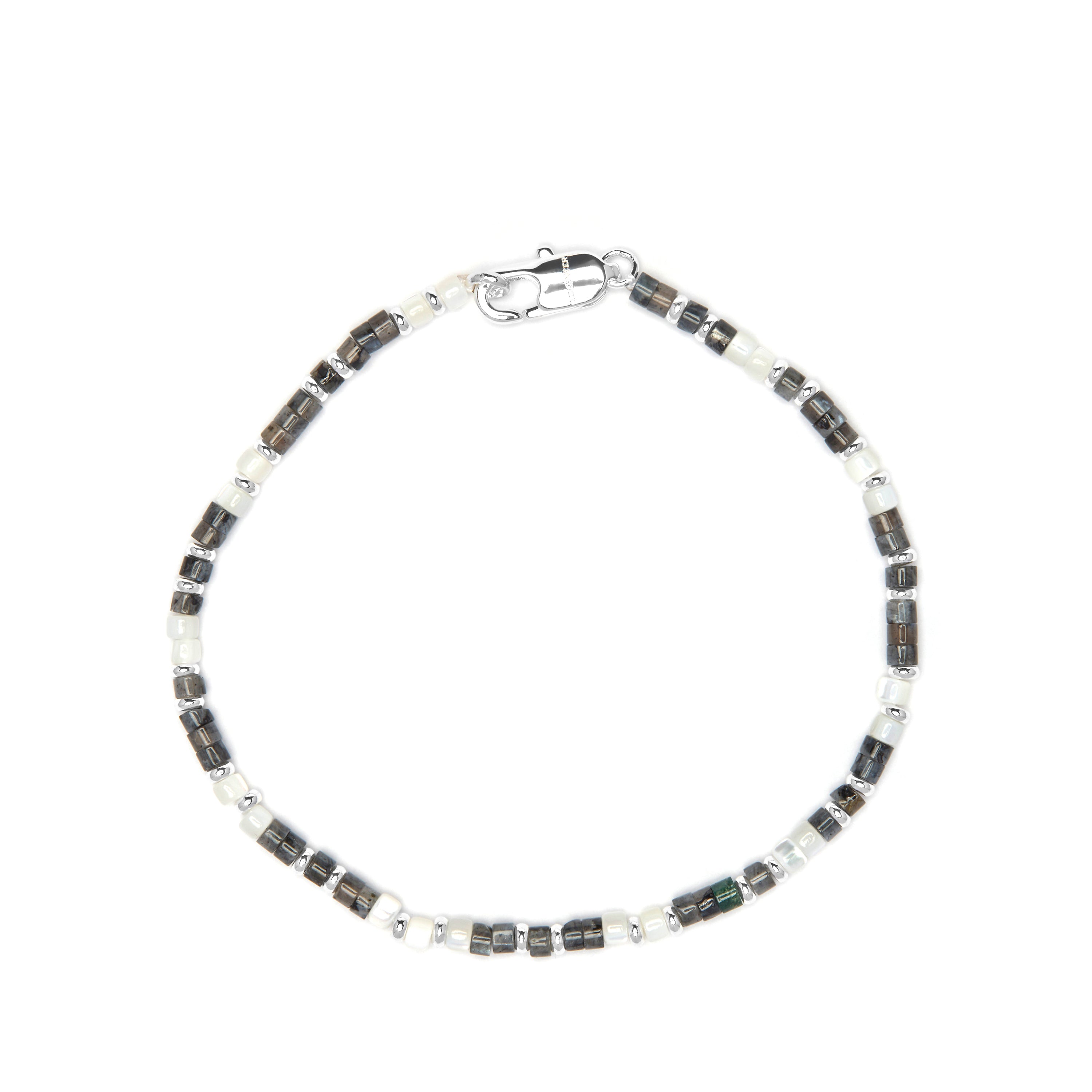 Pulsera acabado plata y Cuarzo Gris Nublado - Hayo