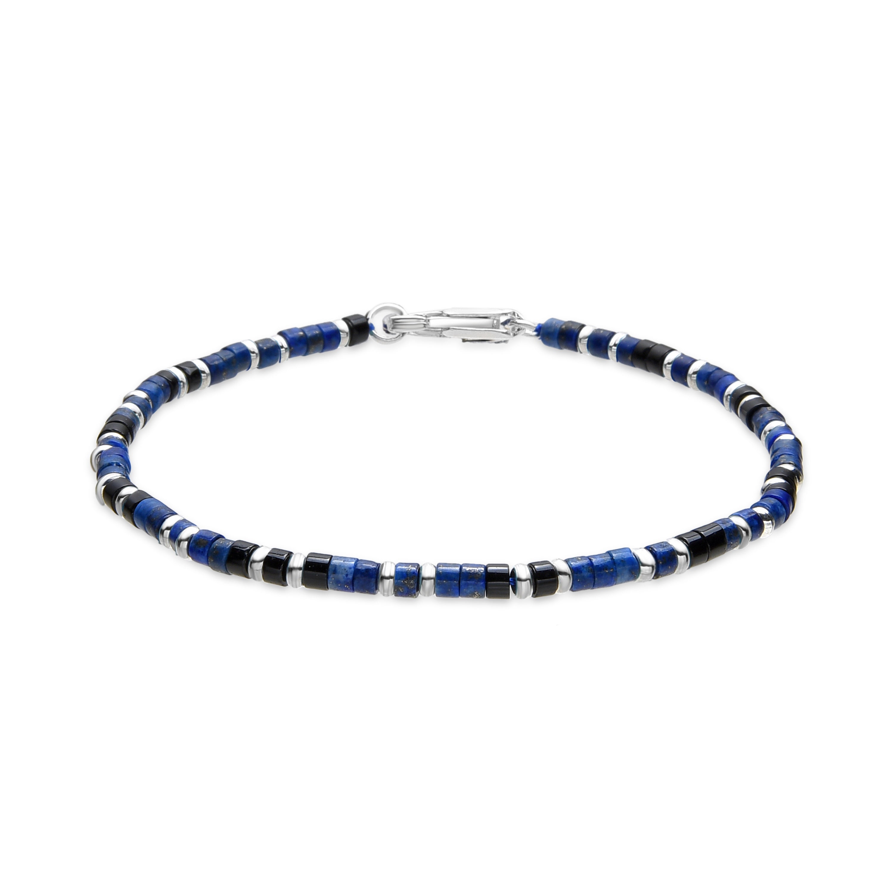 Pulsera acabado plata y Lapislazuli Natural - Hayo