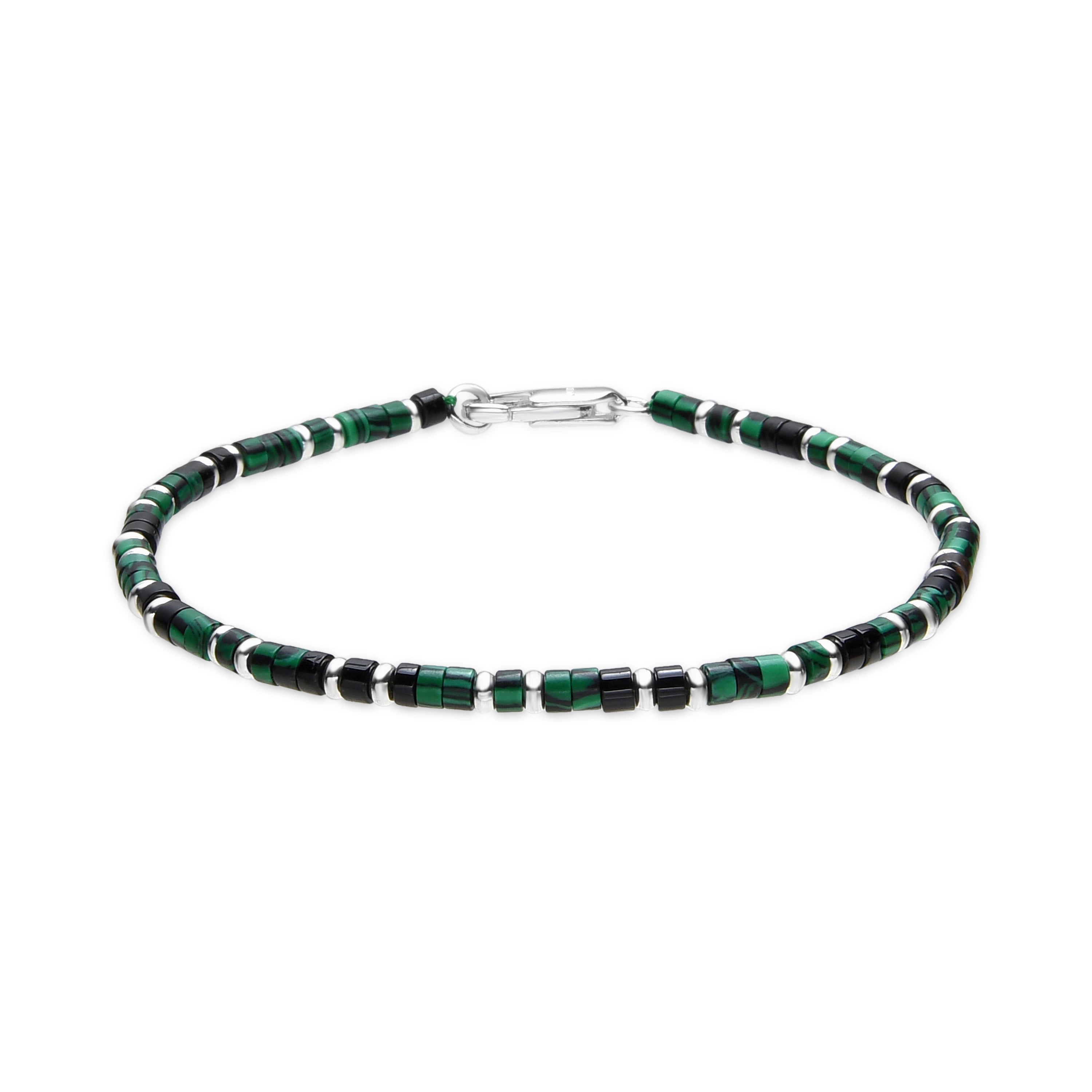 Pulsera acabado plata y Malaquita - Hayo
