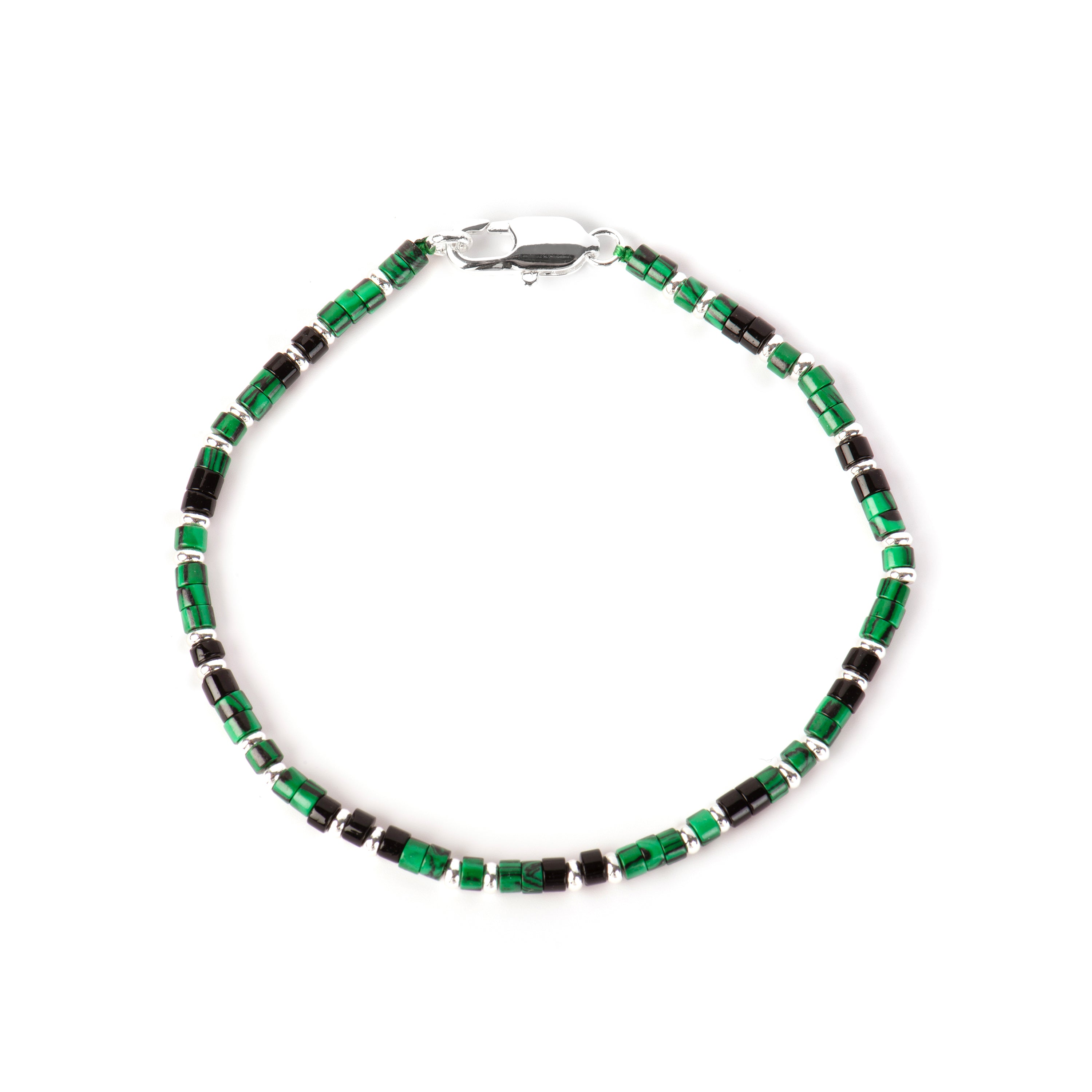 Pulsera acabado plata y Malaquita - Hayo