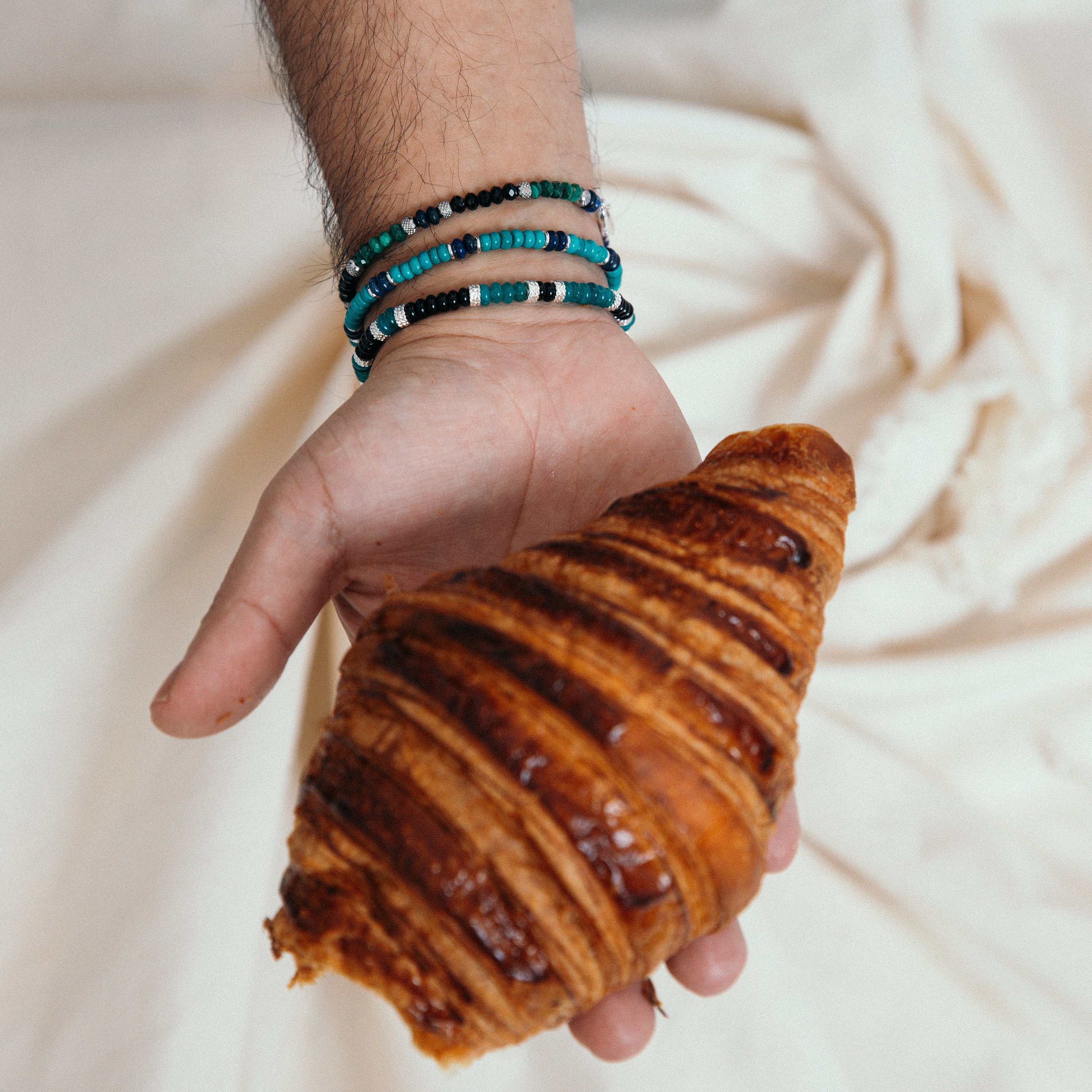 Pulsera acabado plata y Malaquita - Ipola