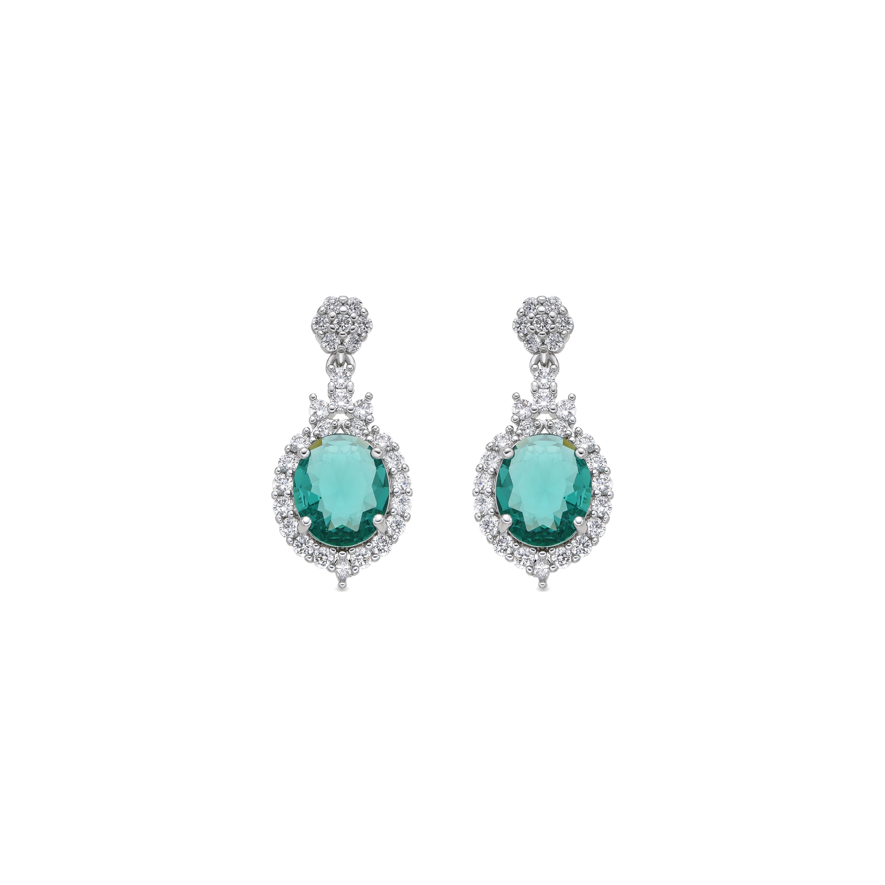 Pendientes acabado plata y Cuarzo Hidrotermal Verde Paraiba - Leibel