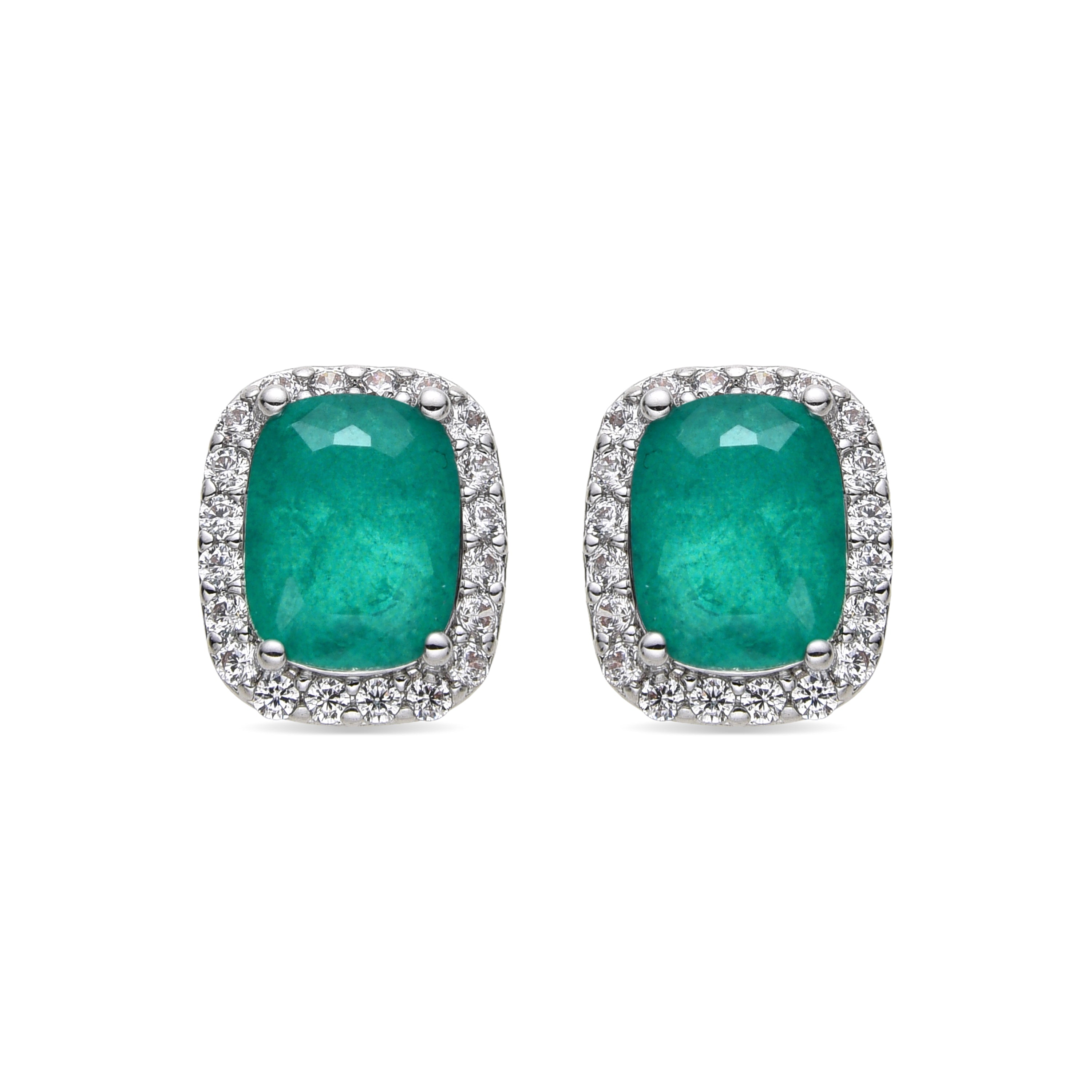 Pendientes acabado plata y Cuarzo Hidrotermal Verde Paraiba - Kimhi