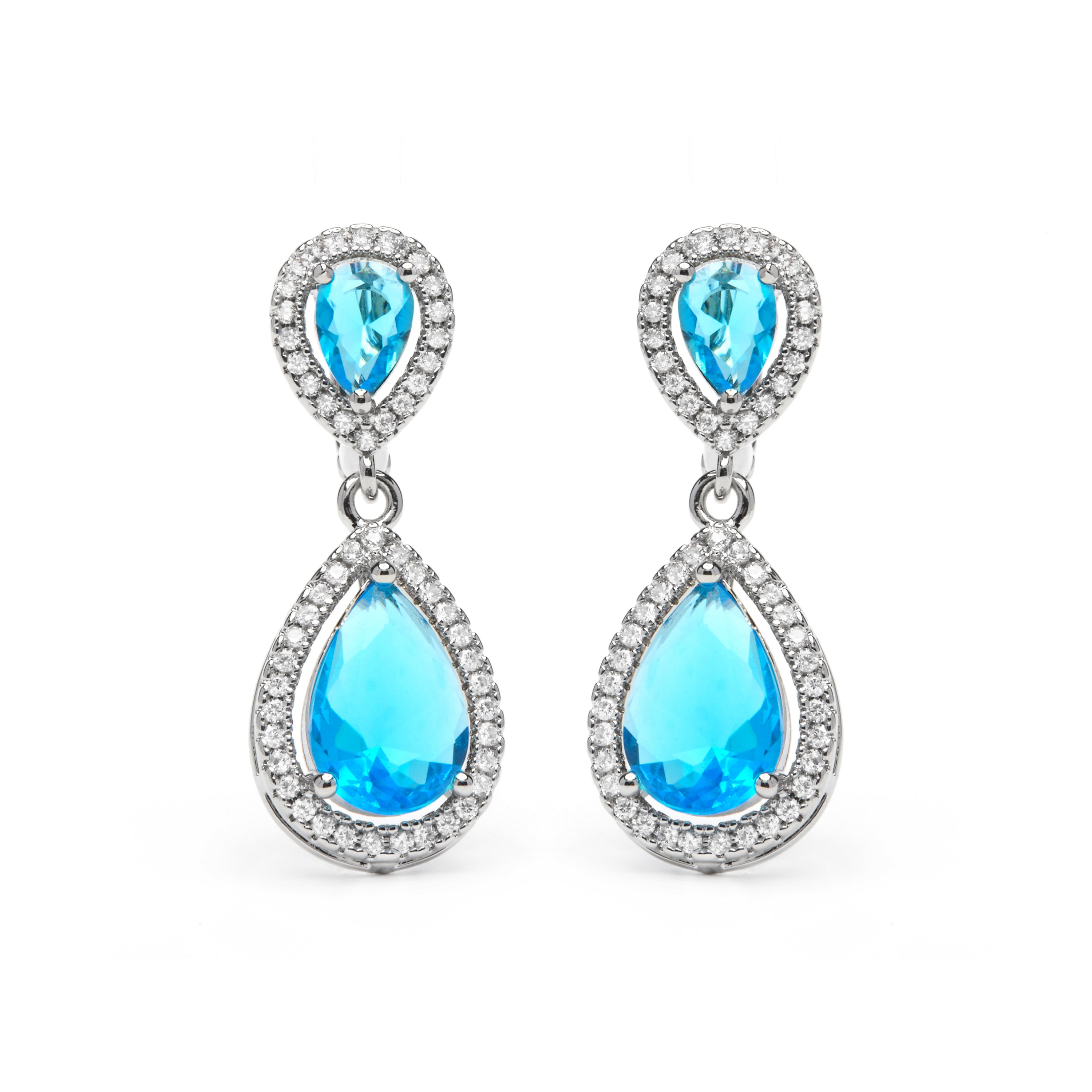 Pendientes con Circonita Topacio Azul acabado plata - Misim