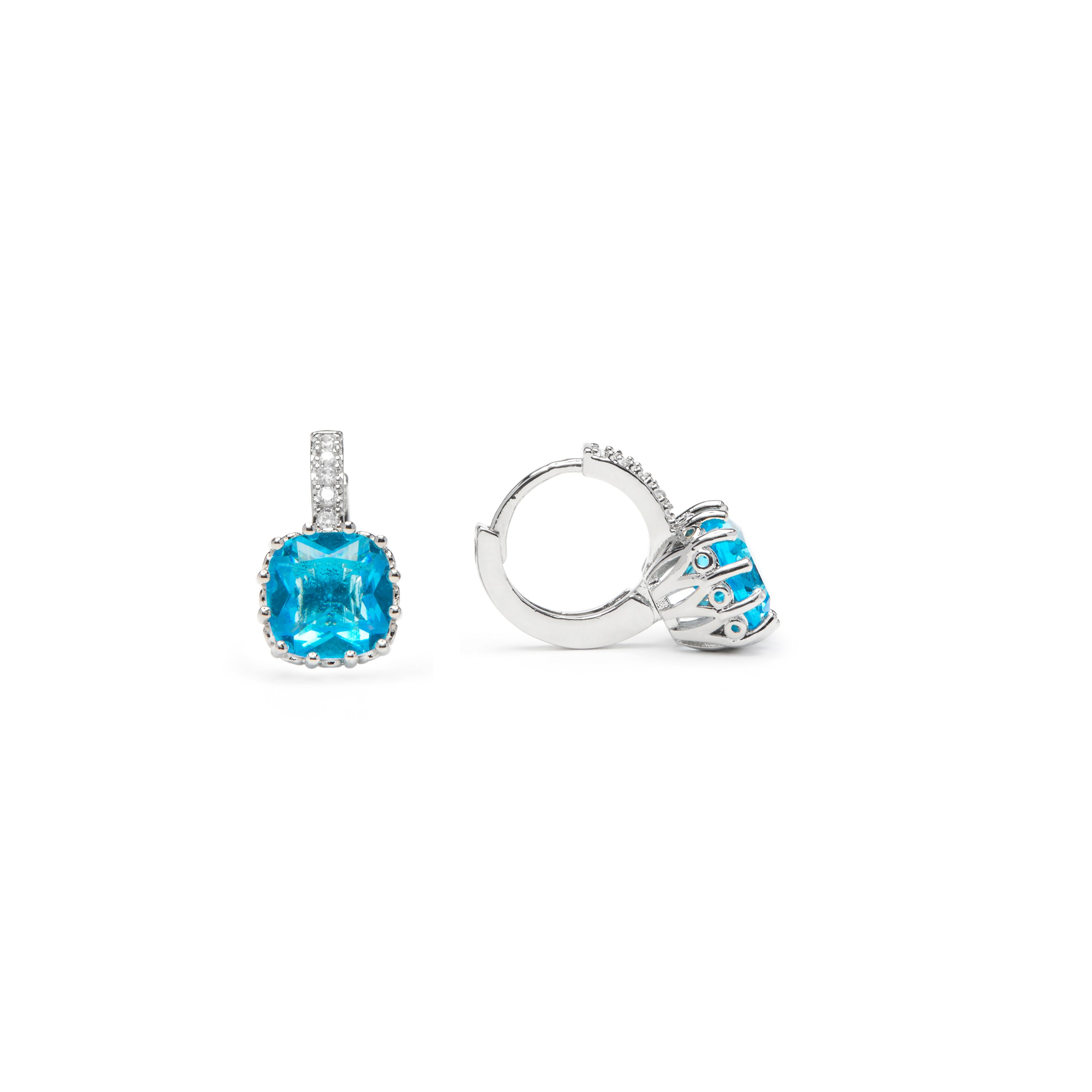 Pendientes con Circonita Topacio Azul acabado plata - Rilhi