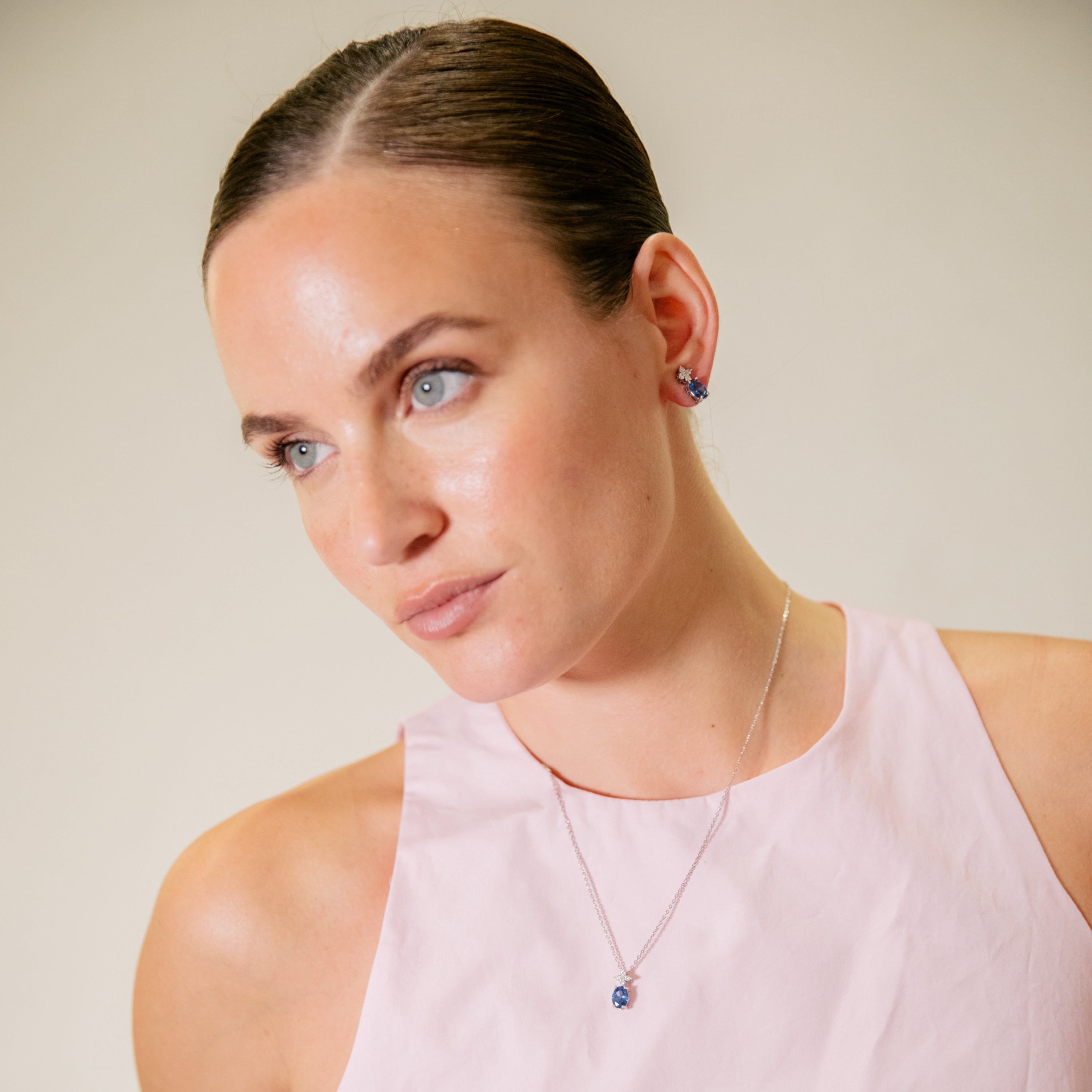 Pendientes de Circonita Tanzanita acabado en rodio - Misze