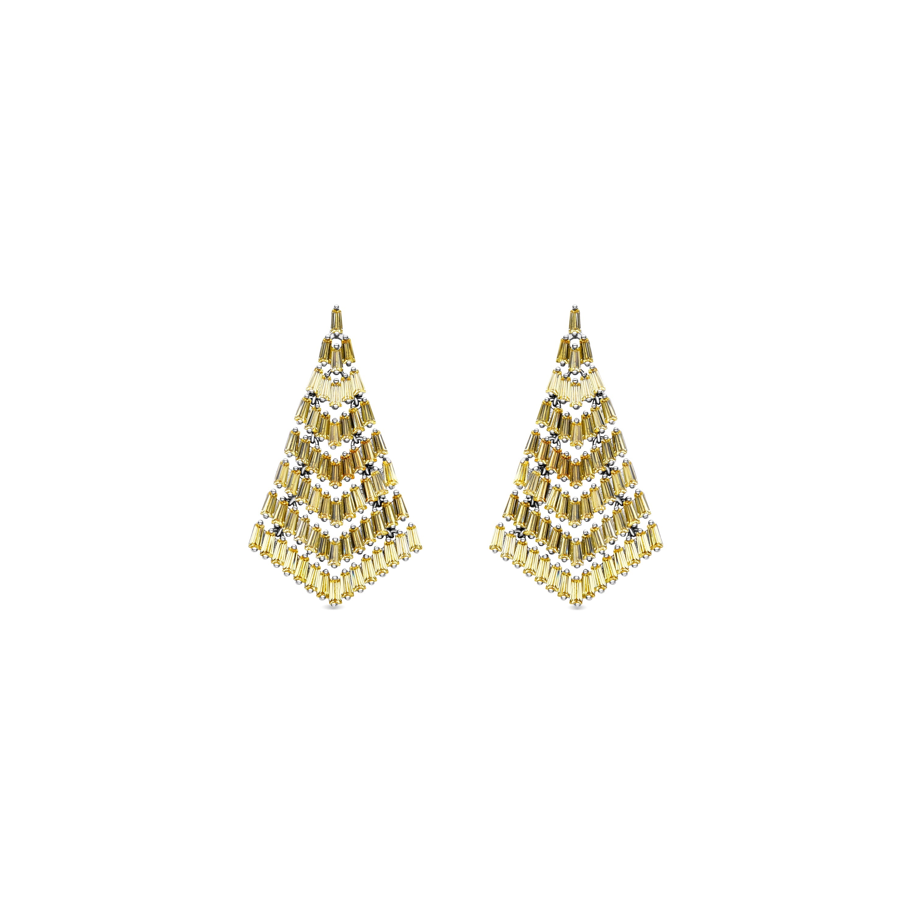 Pendientes de Cristal Amarillo acabados en rodio - Kifu