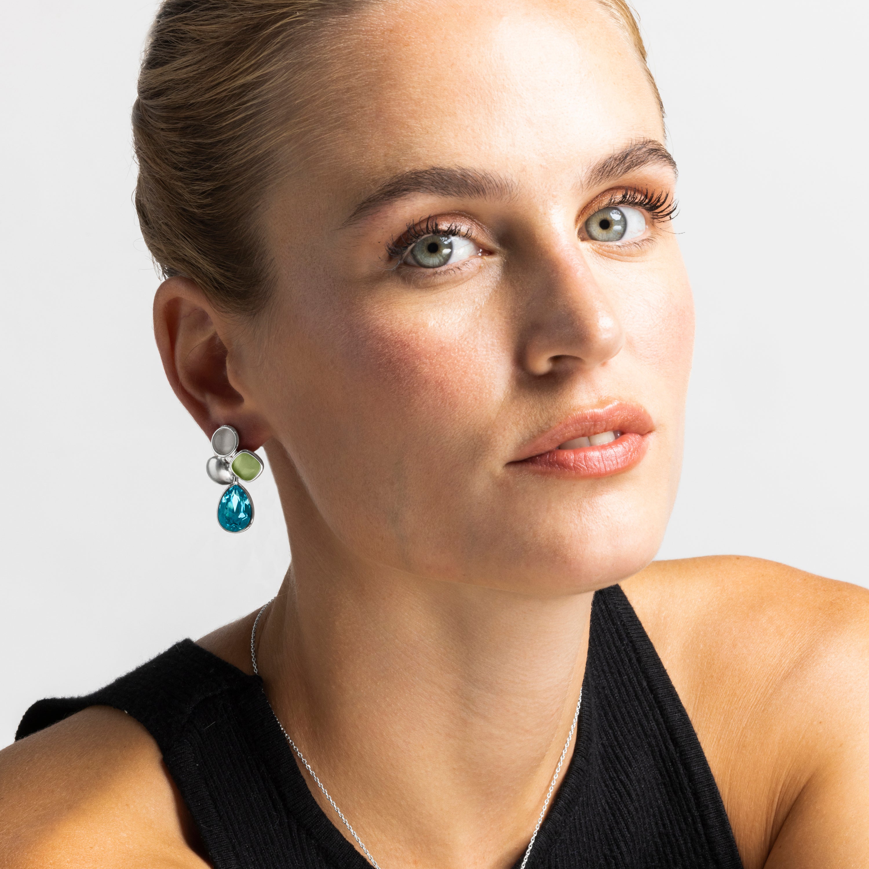 Pendientes con Cristal Azul acabado plata - Vargae