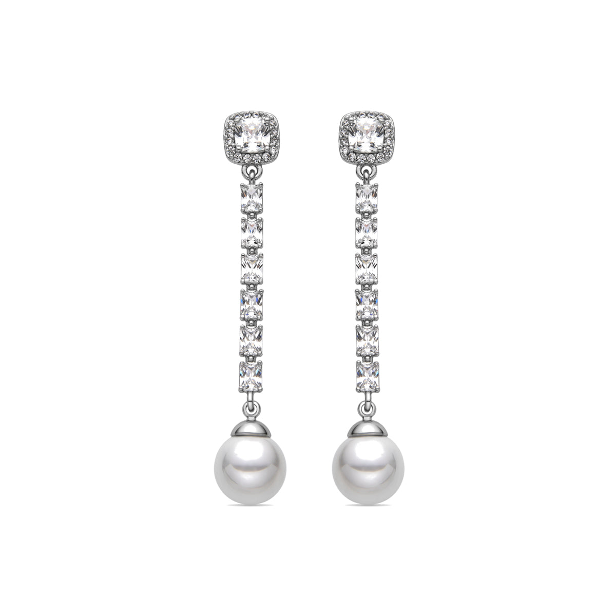 Pendientes con Perla Blanca acabado plata - Otha
