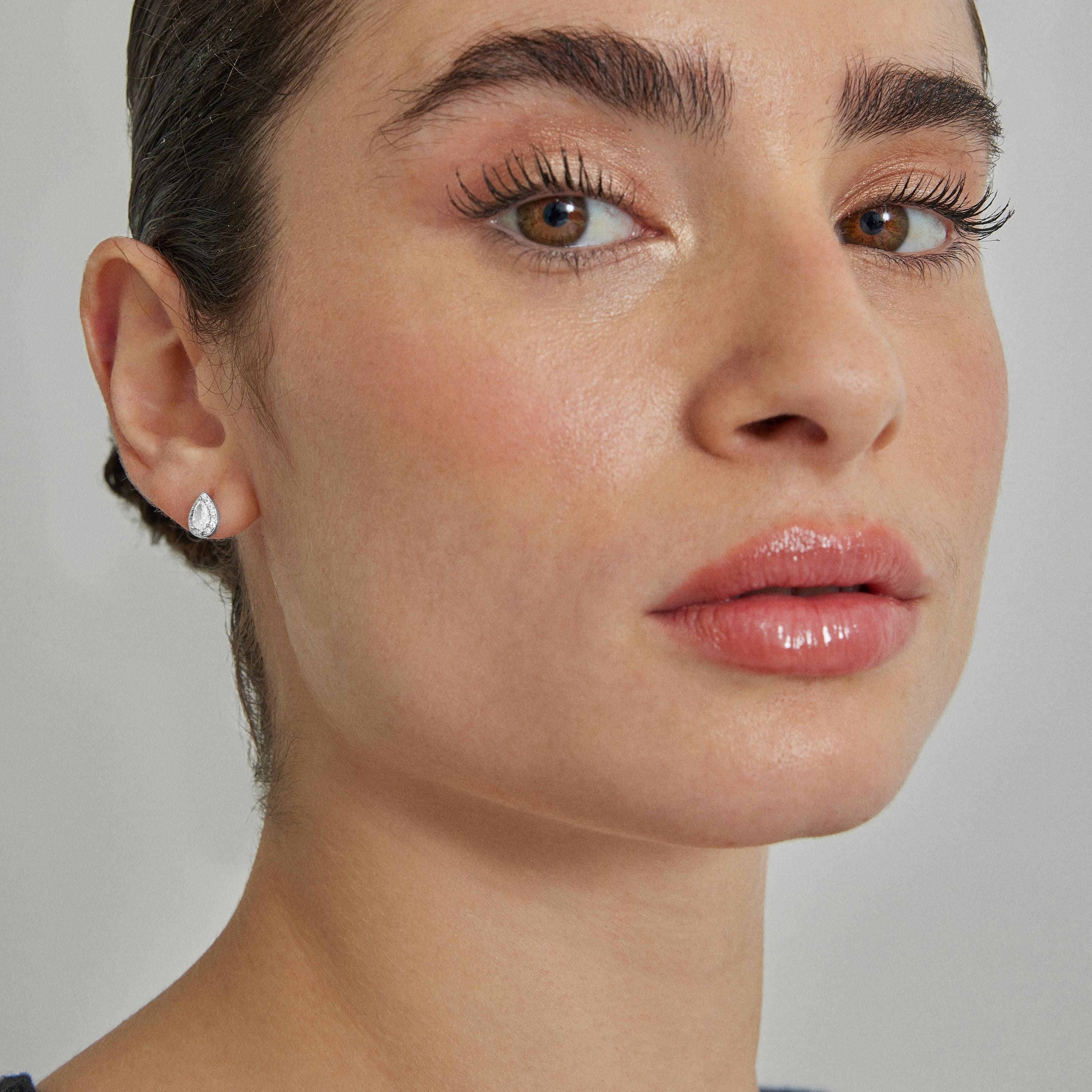 Boucles d&amp;#39;oreilles en zirconium brillant finies en rhodium - Meiga