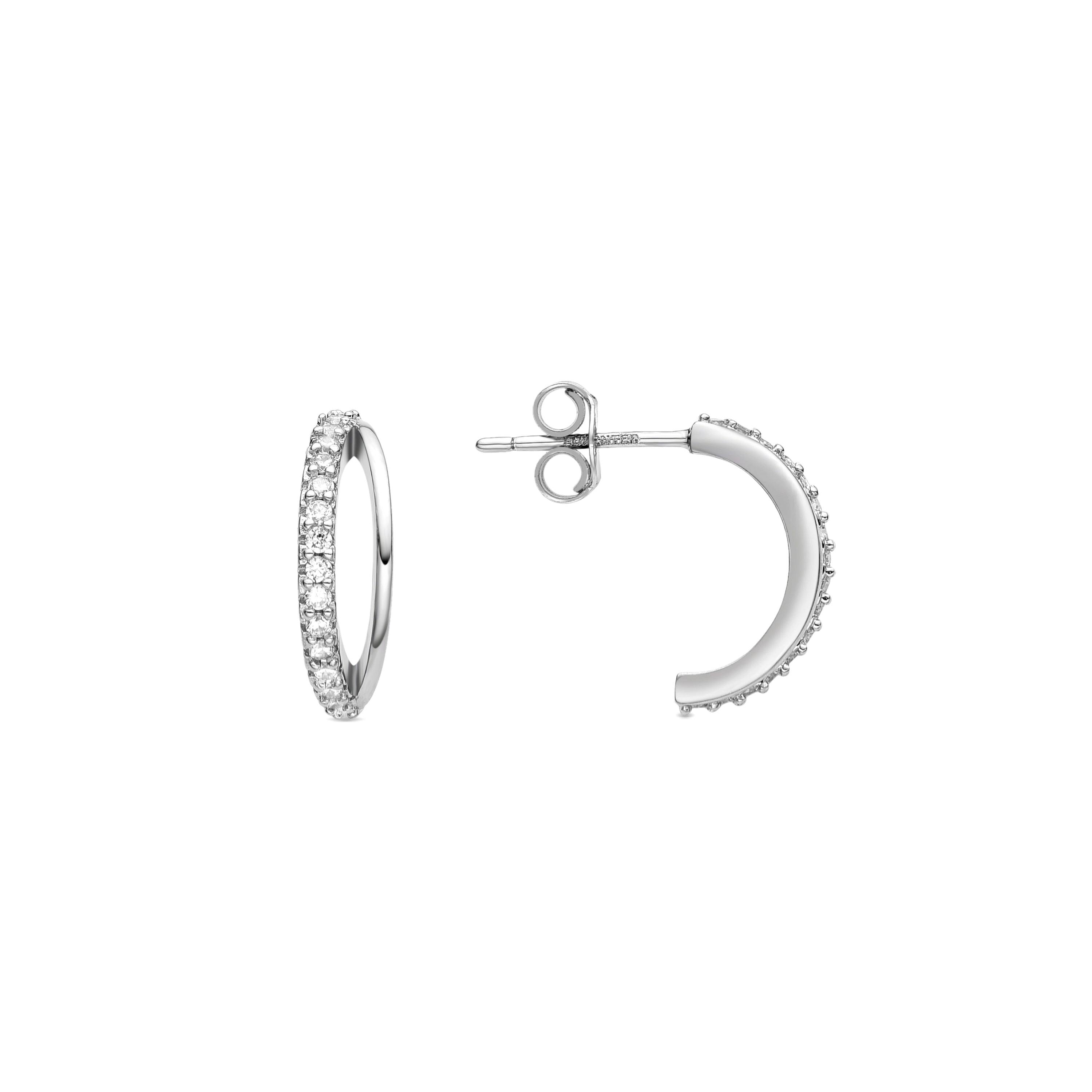 Boucles d&amp;#39;oreilles en zirconium brillant finies en rhodium - Makon