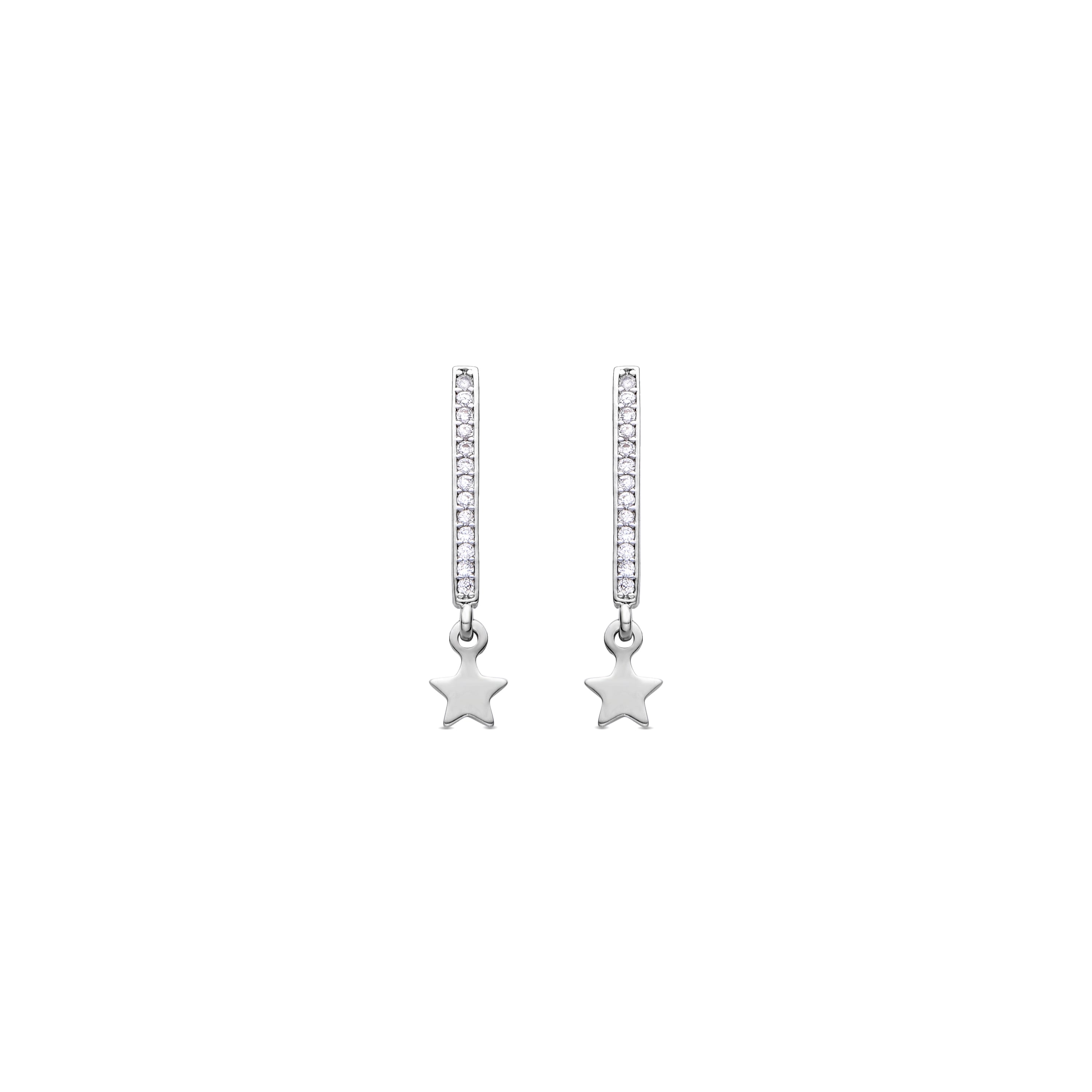 Boucles d&amp;#39;oreilles en zirconium brillant finies en rhodium - Shimo