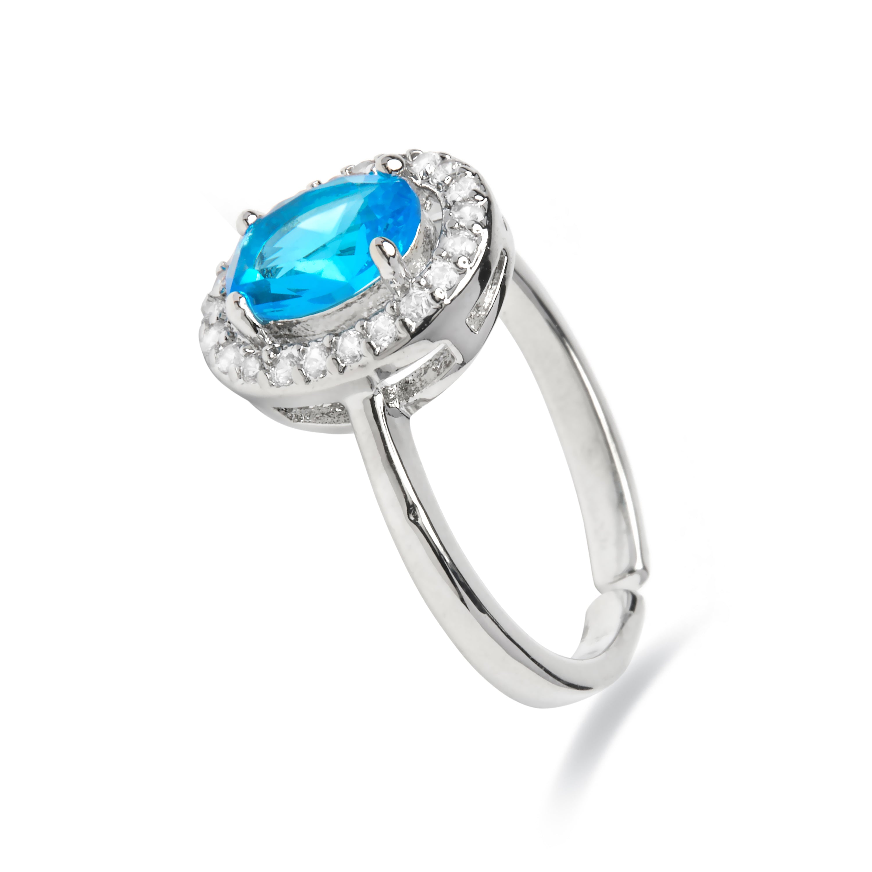 Anillo con Circonita Topacio Azul acabado plata - Nor