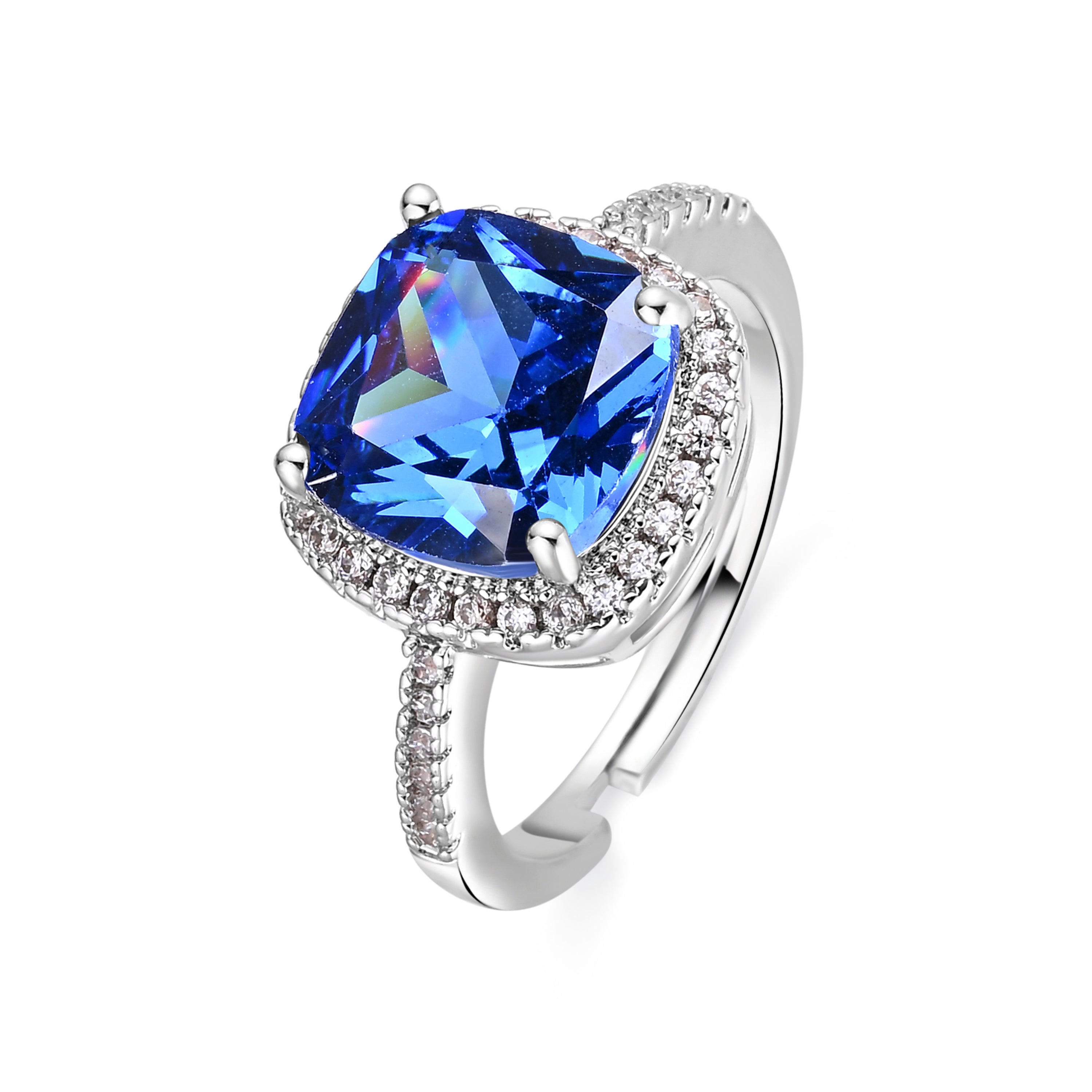 Anillo de Circonita Tanzanita acabado en rodio - Kada