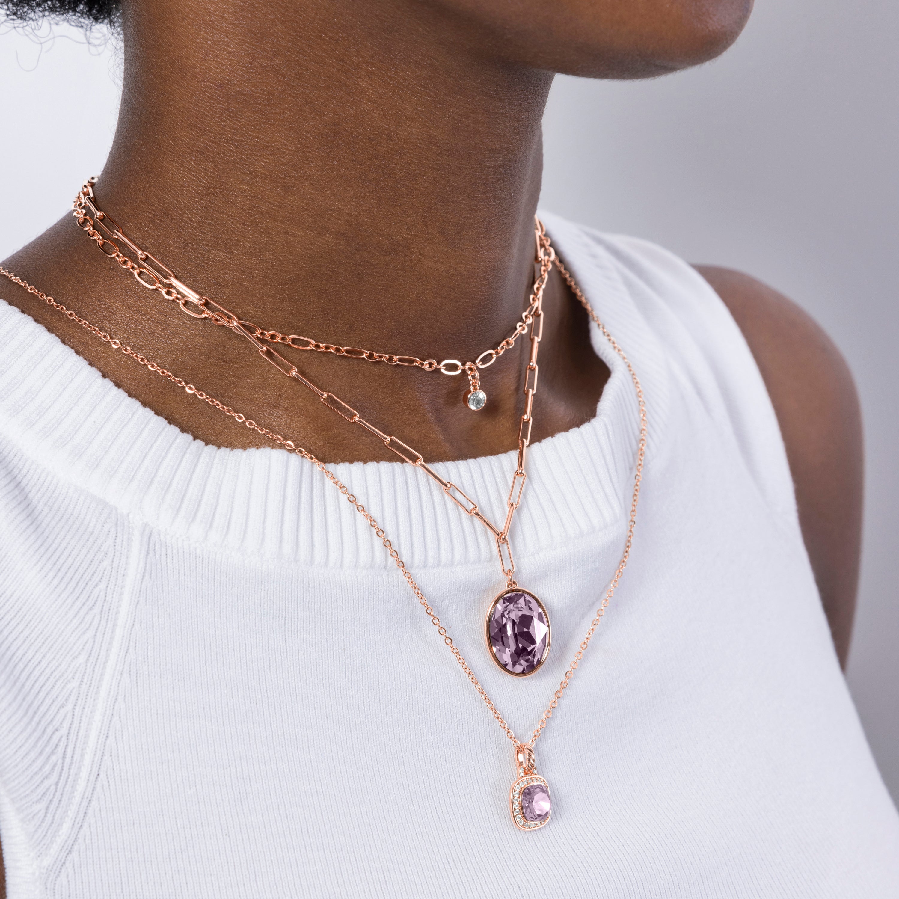 Collar de Cristal Rosa acabado en rodio - Crosane