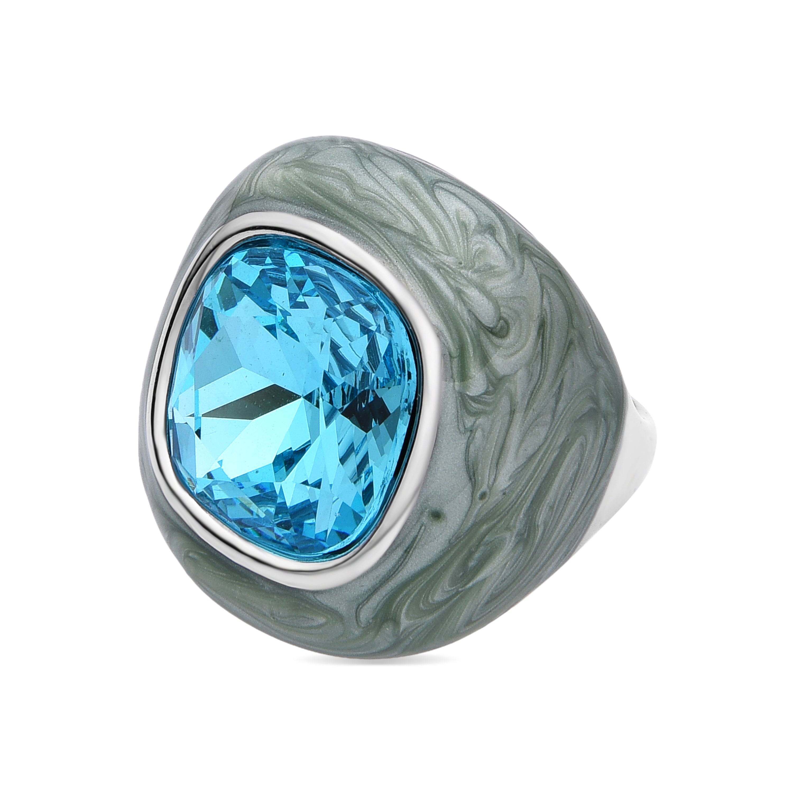 Anillo con Cristal Azul acabado plata - Drogolo