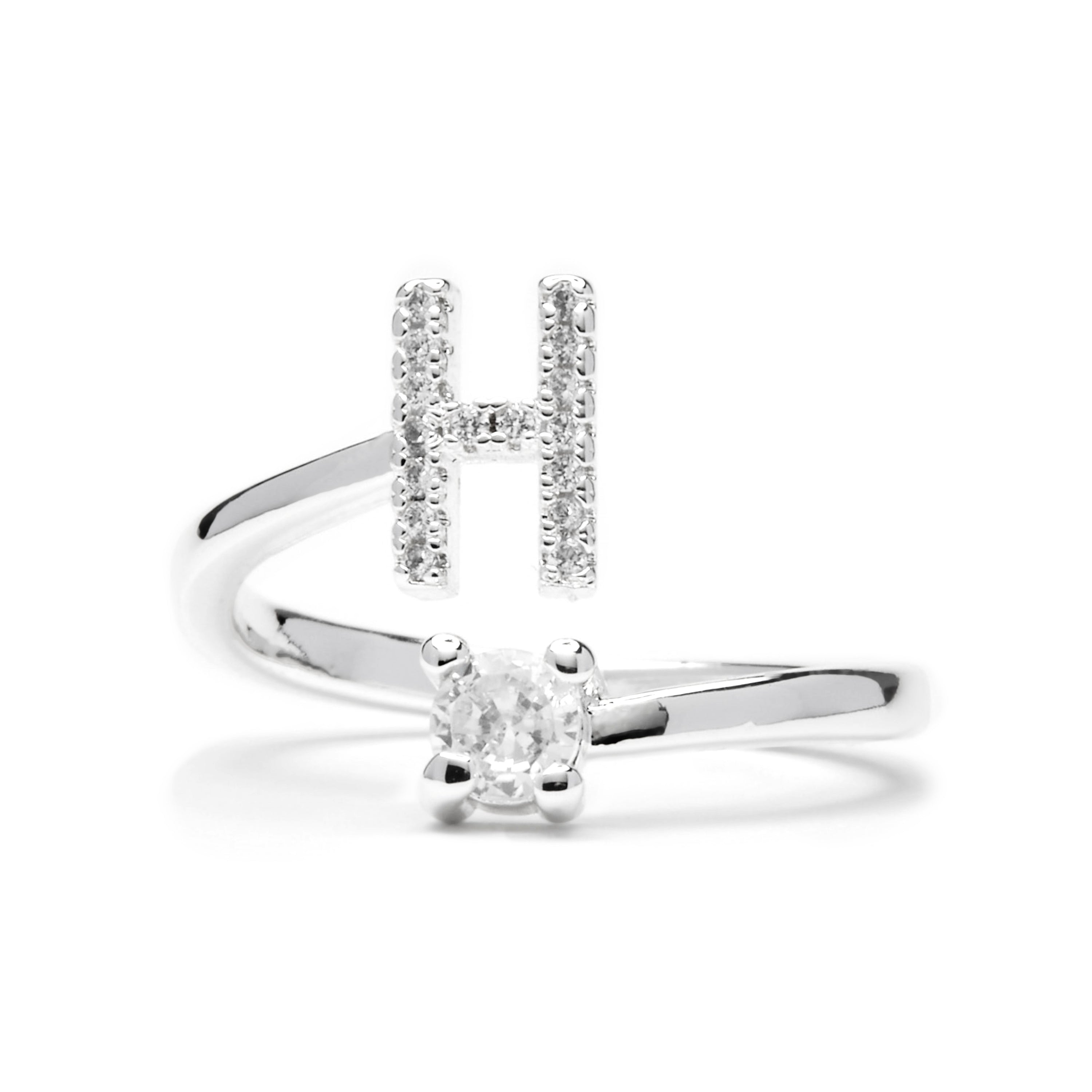 Anillo con circonita brillante acabado plata - Alphabet