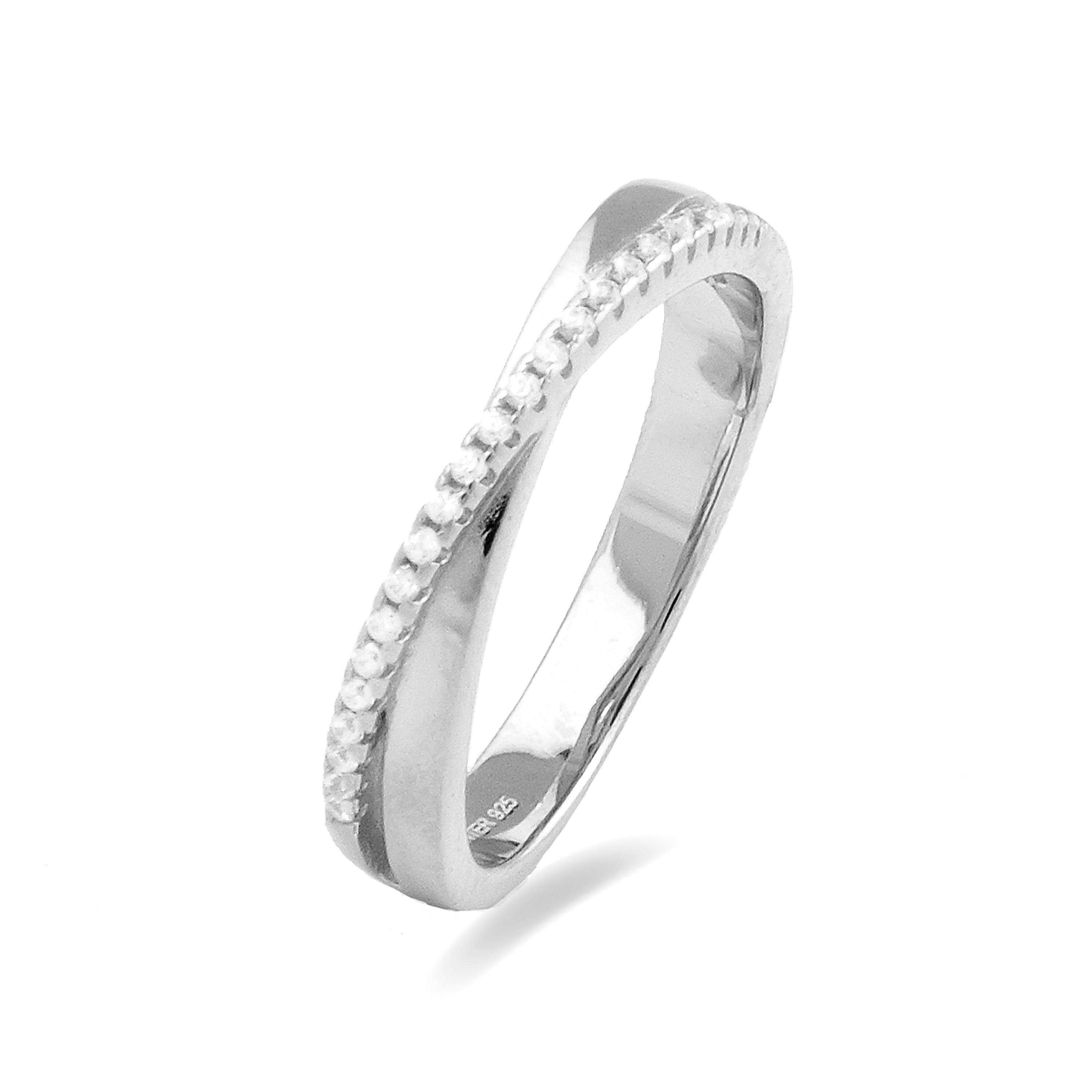 Anillo de Plata de Ley 925 con Circonita Brillante acabado en rodio - Sabuk